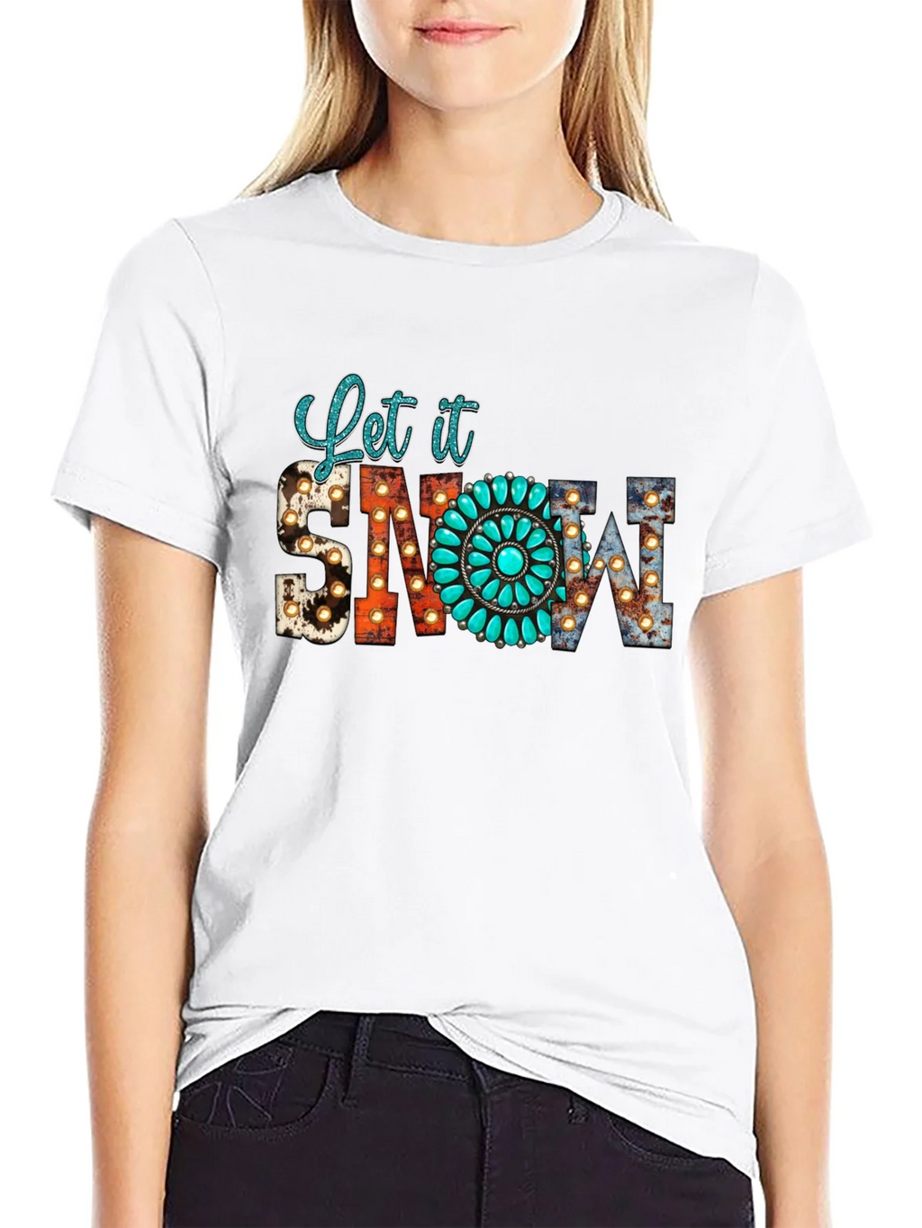 Let it Snow Turquoise Graphic Tee product image 8