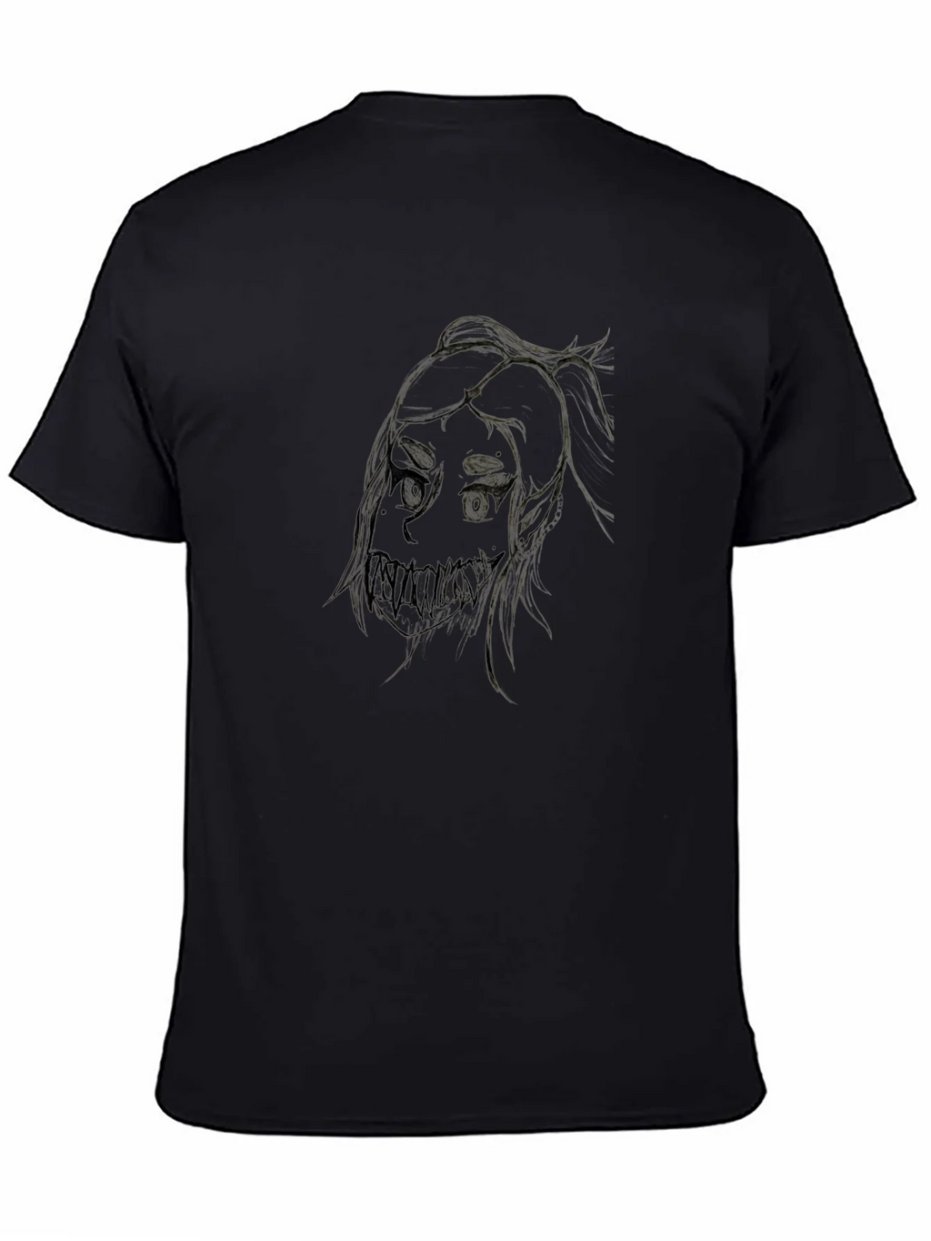 Creepy Girl Art Black T-Shirt product image 4