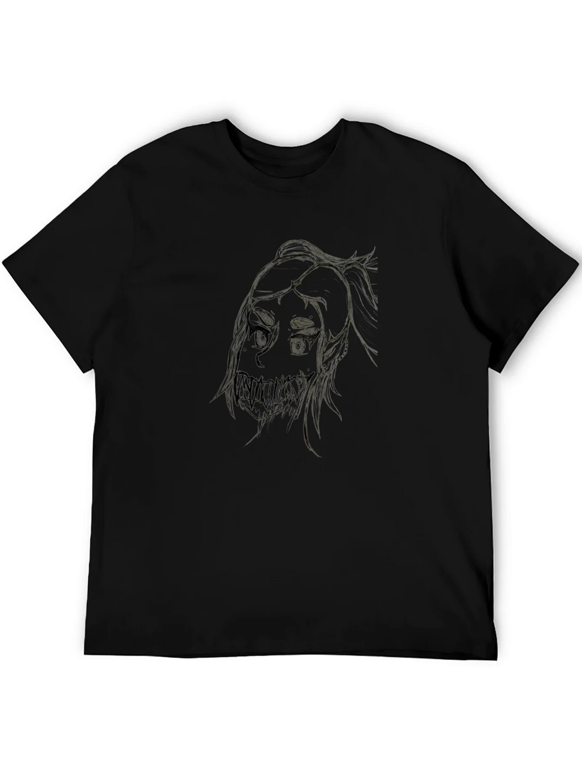 Creepy Girl Art Black T-Shirt product image 5