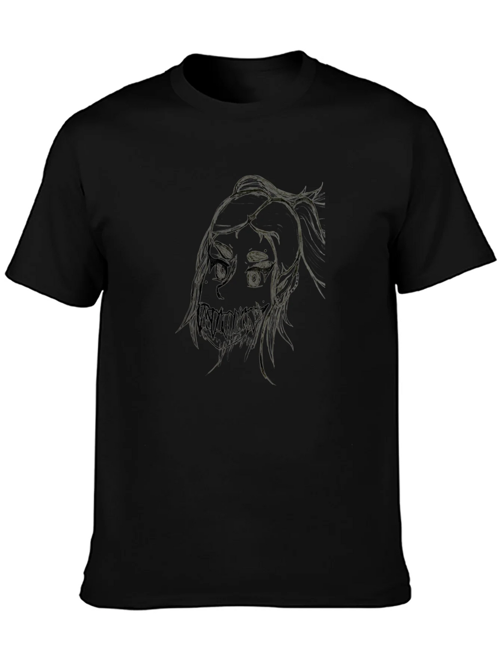 Creepy Girl Art Black T-Shirt product image 3