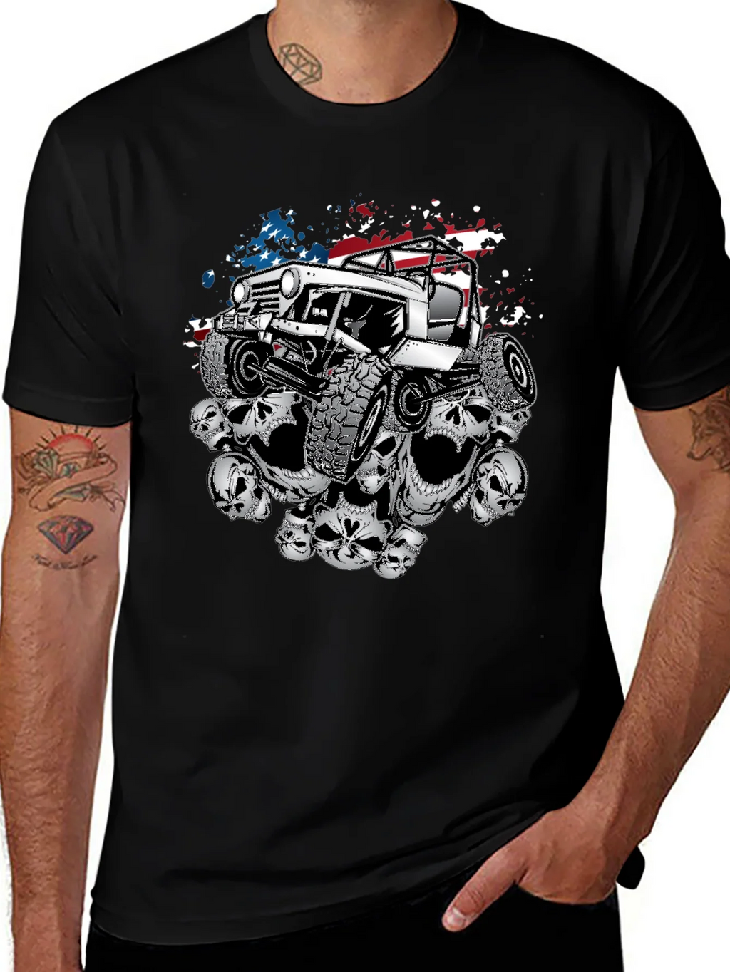 Patriotic Skull Jeep T-Shirt product image 1