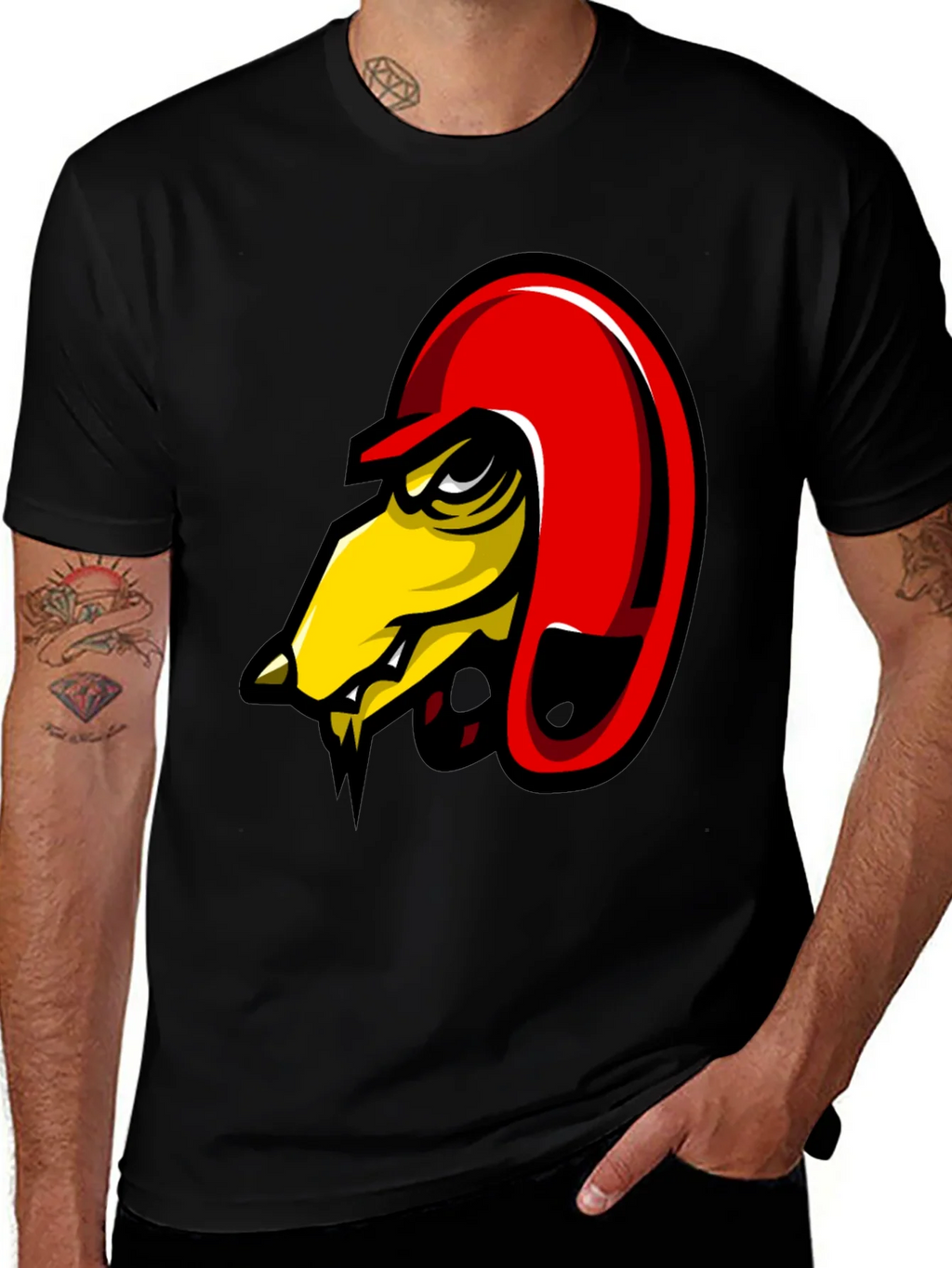 Mens Black Graphic Tee - Angry Bird Design product image 1