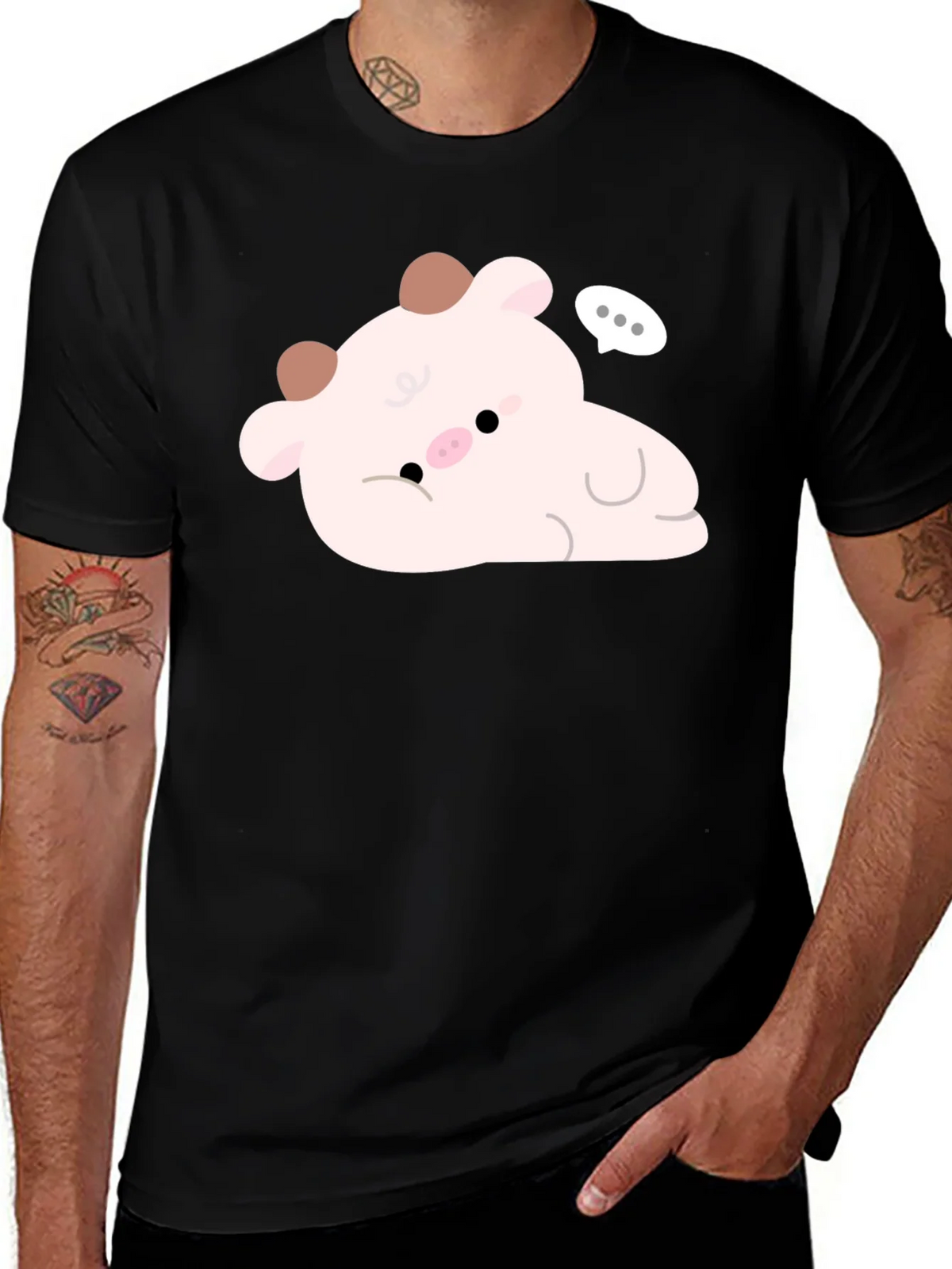 Cute Cow Graphic Tee - Black product image 1