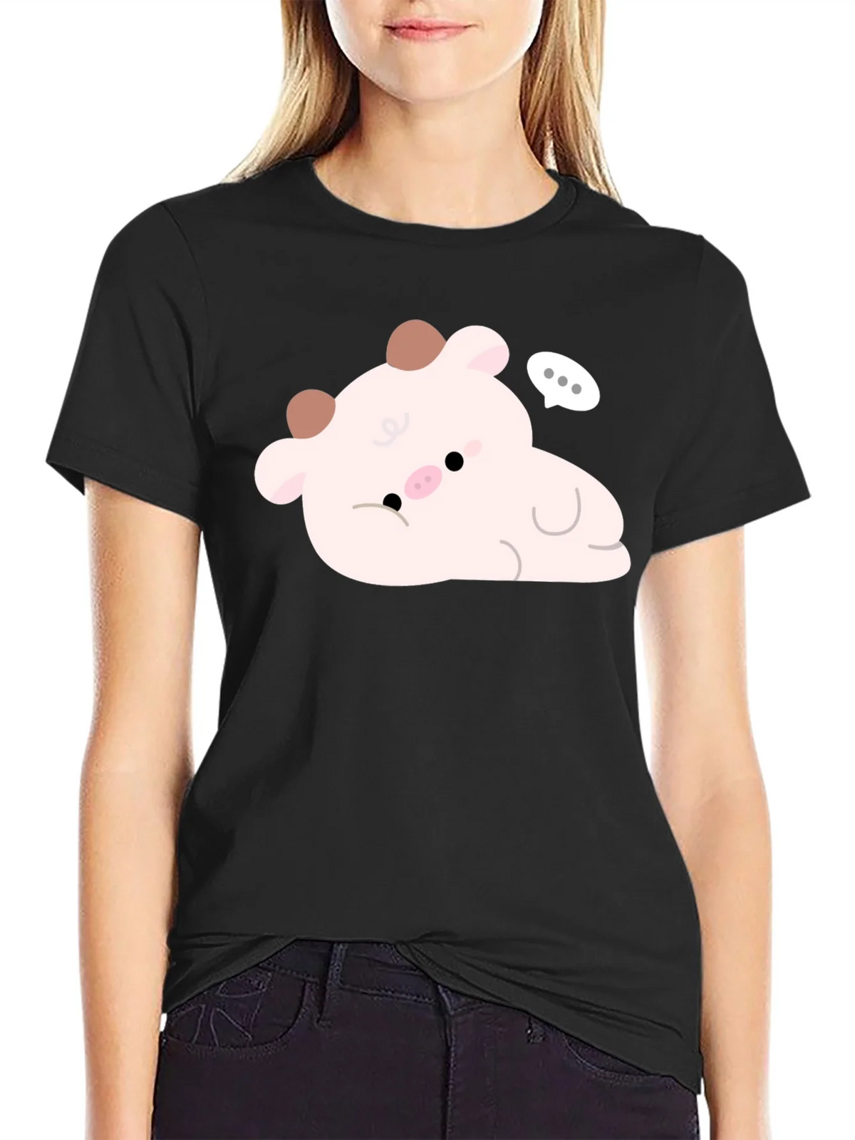 Cute Cow Graphic Tee - Black product image 2