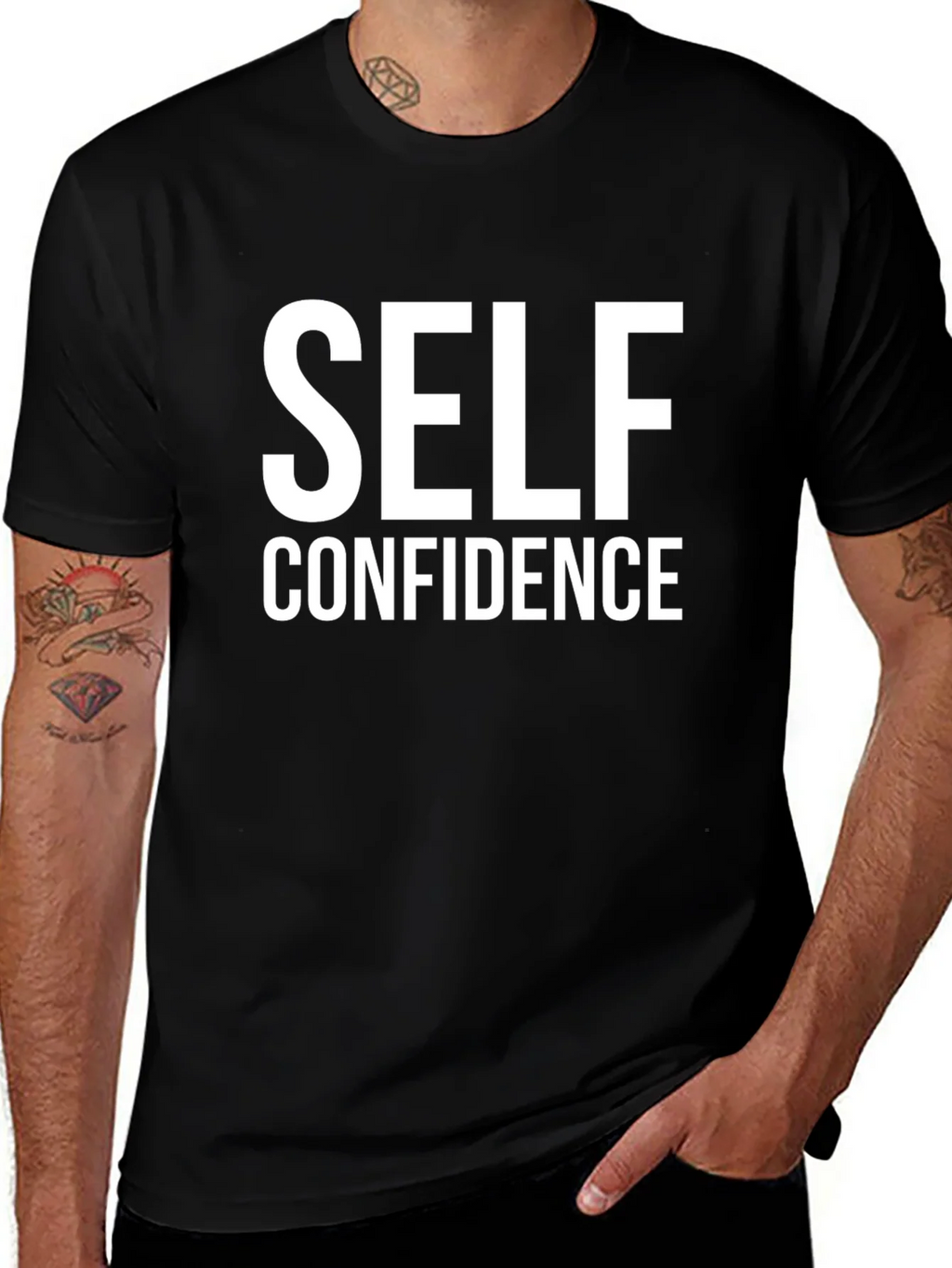 Self Confidence Graphic Tee - Black Cotton Comfort product image 1