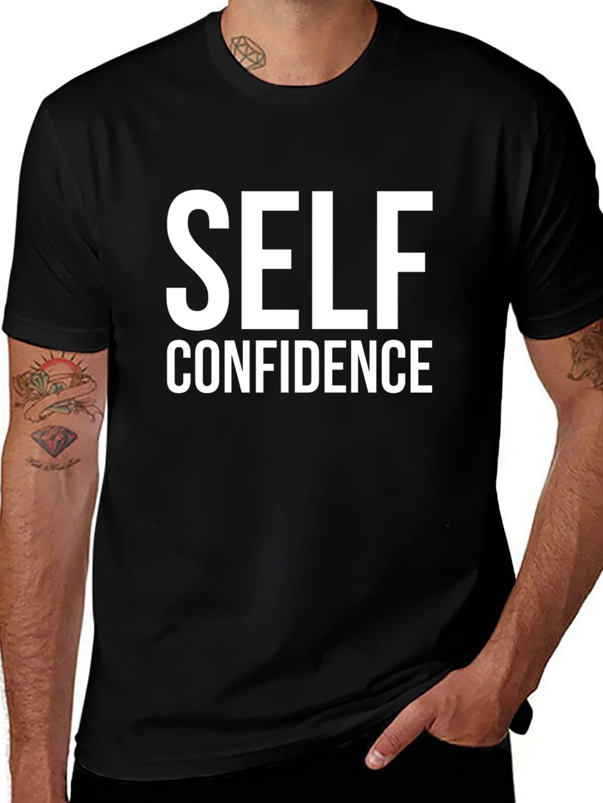 Self Confidence Graphic Tee - Black Cotton Comfort product image 1