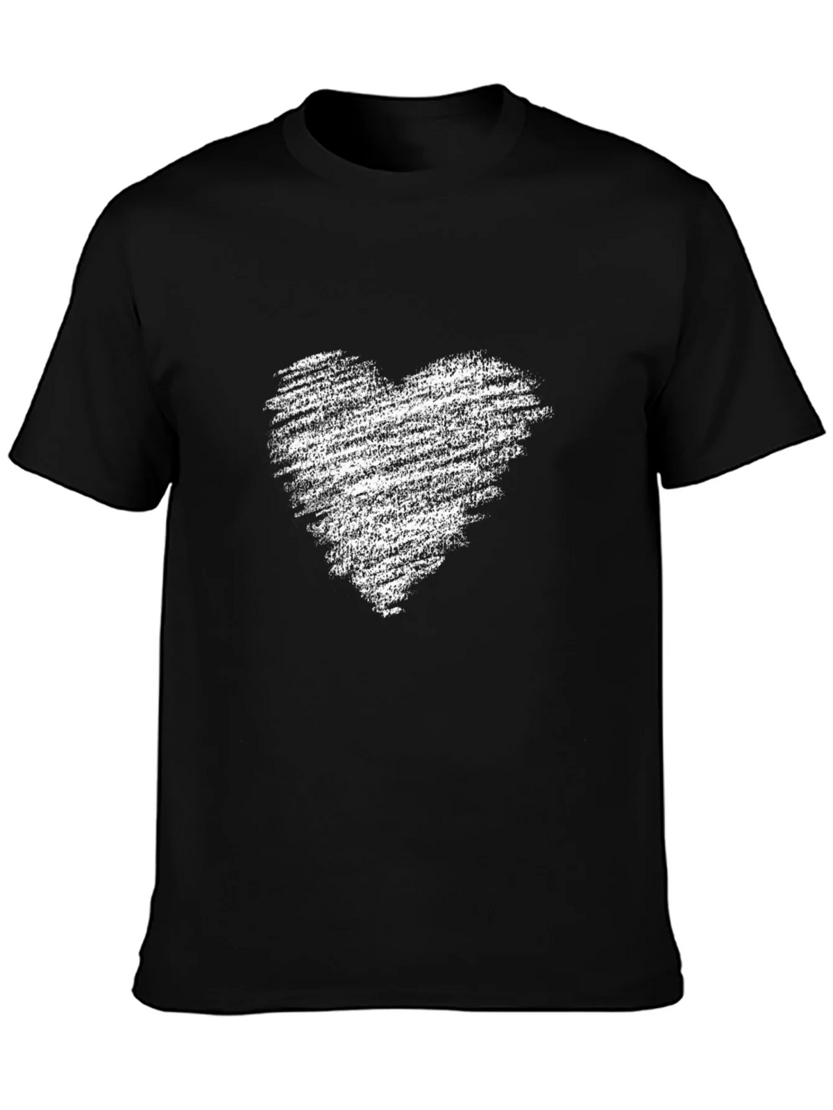 Mens Black T-Shirt with Distressed Heart Graphic product image 3