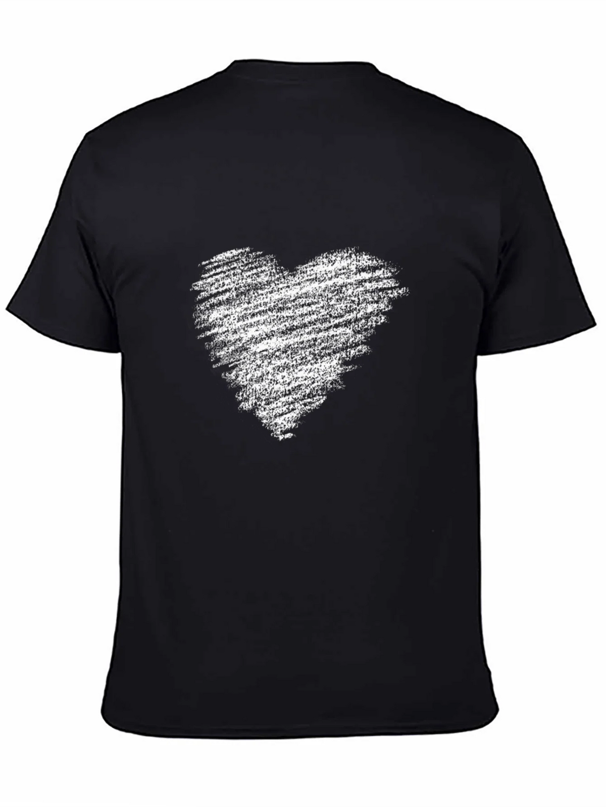 Mens Black T-Shirt with Distressed Heart Graphic product image 4