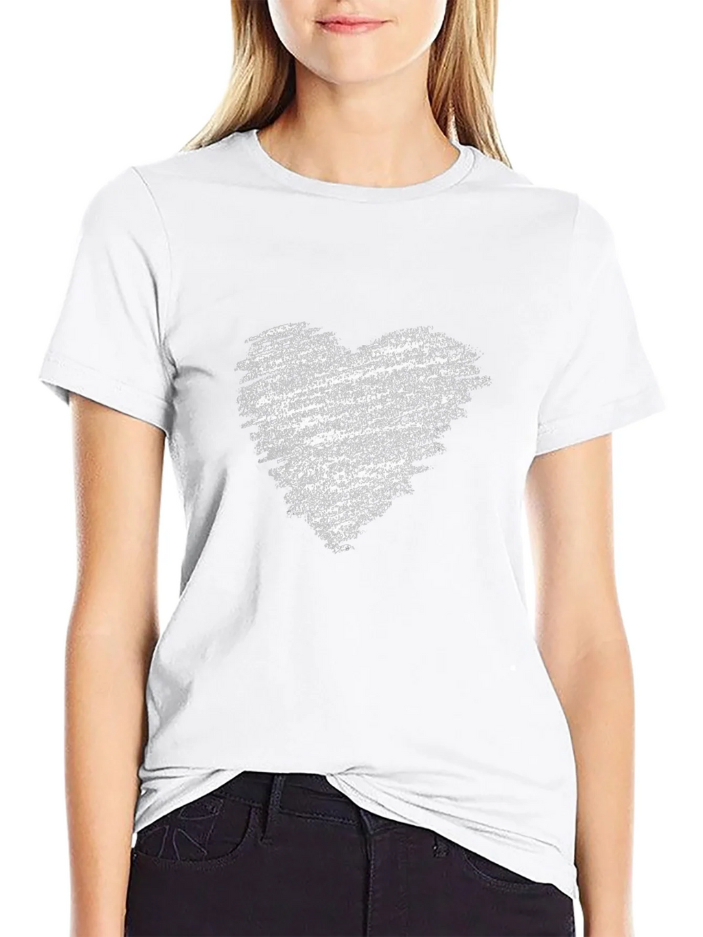 Mens Black T-Shirt with Distressed Heart Graphic product image 8
