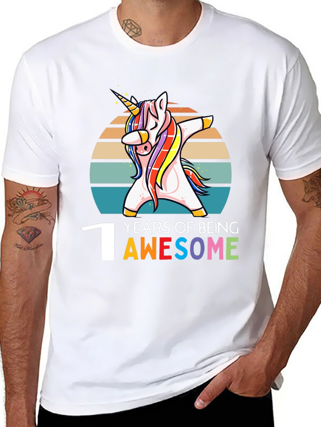 1st Birthday Unicorn Dabbing Awesome T-Shirt product image 7