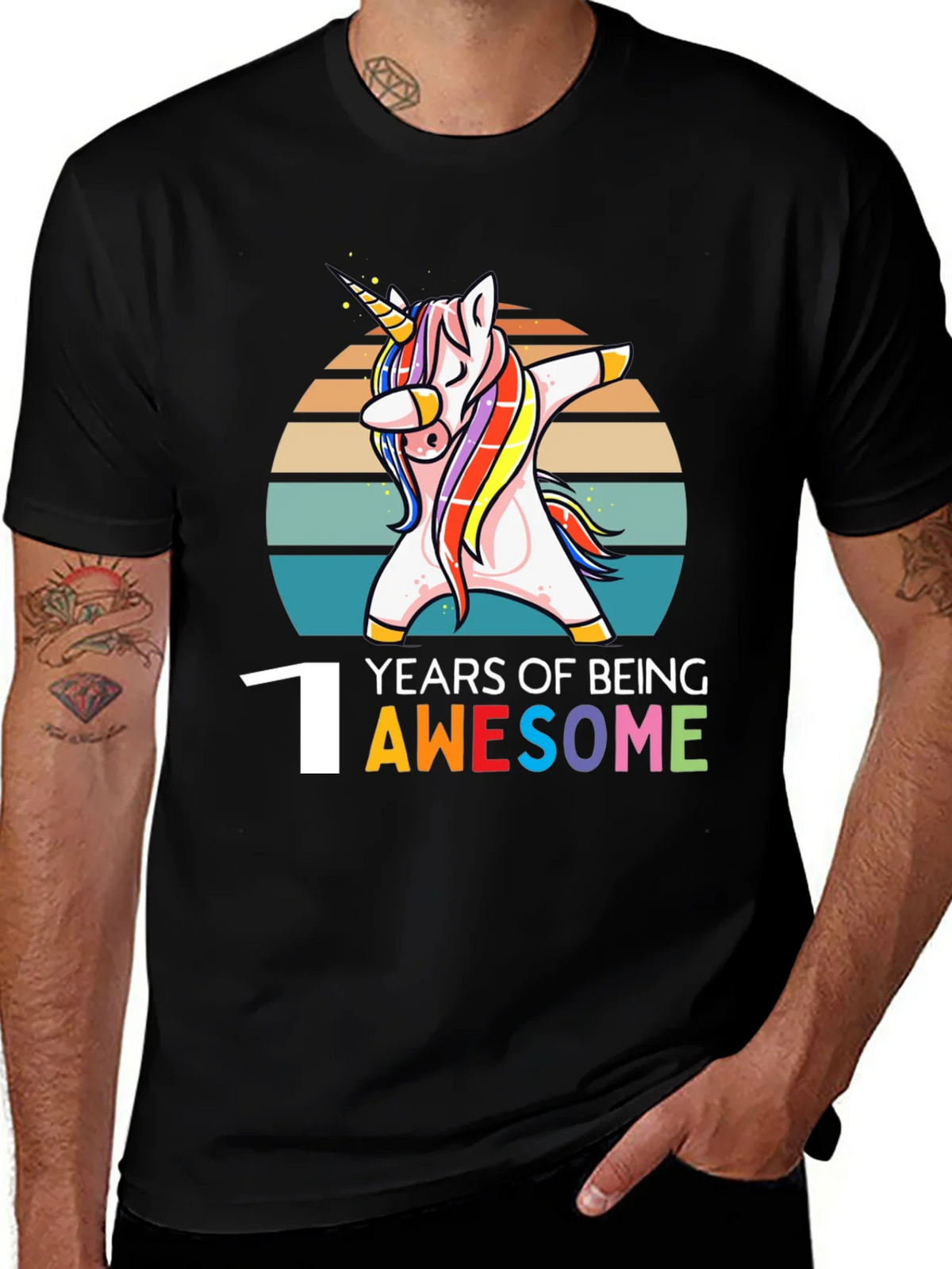 1st Birthday Unicorn Dabbing Awesome T-Shirt product image 1