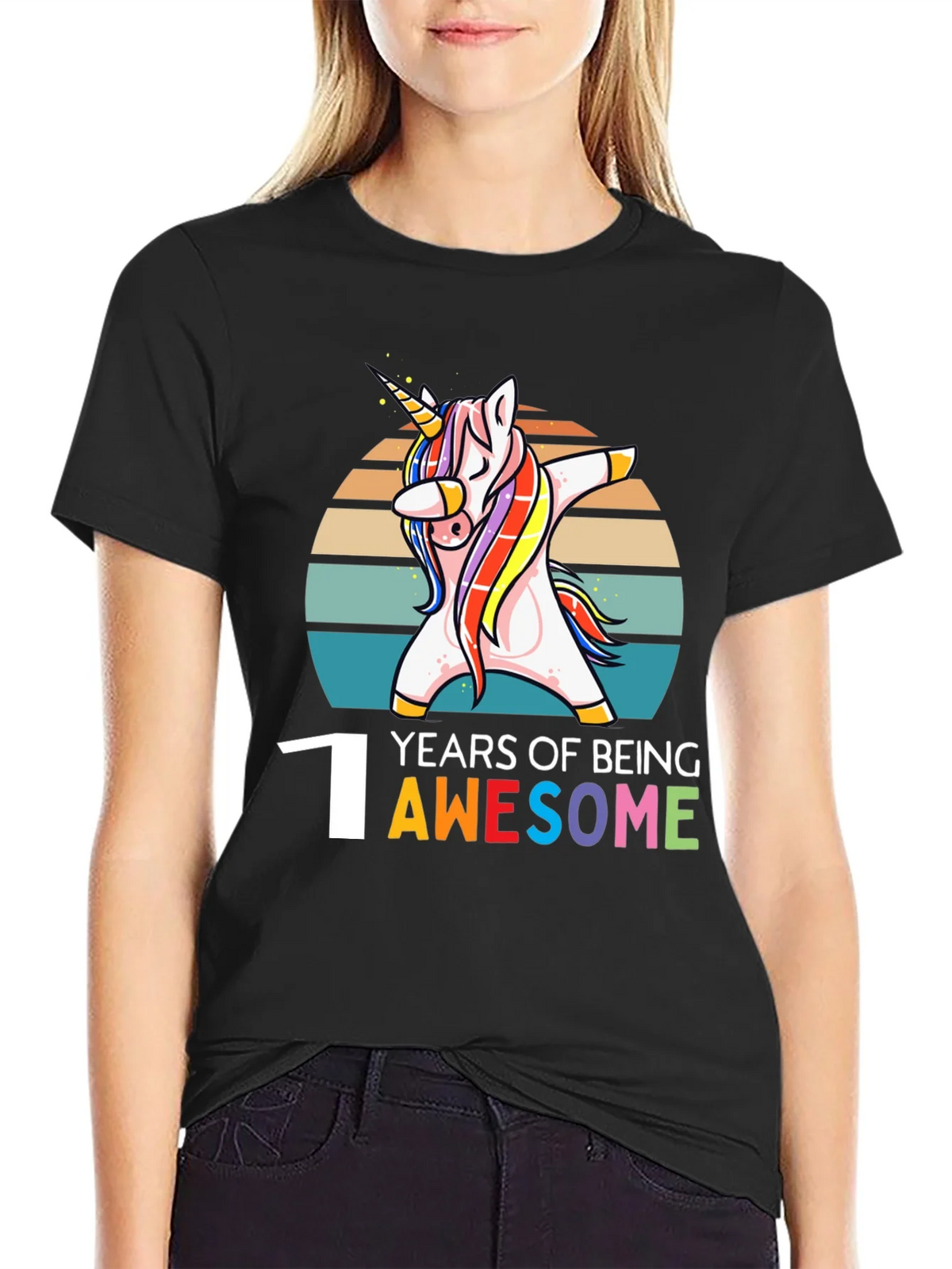 1st Birthday Unicorn Dabbing Awesome T-Shirt product image 2