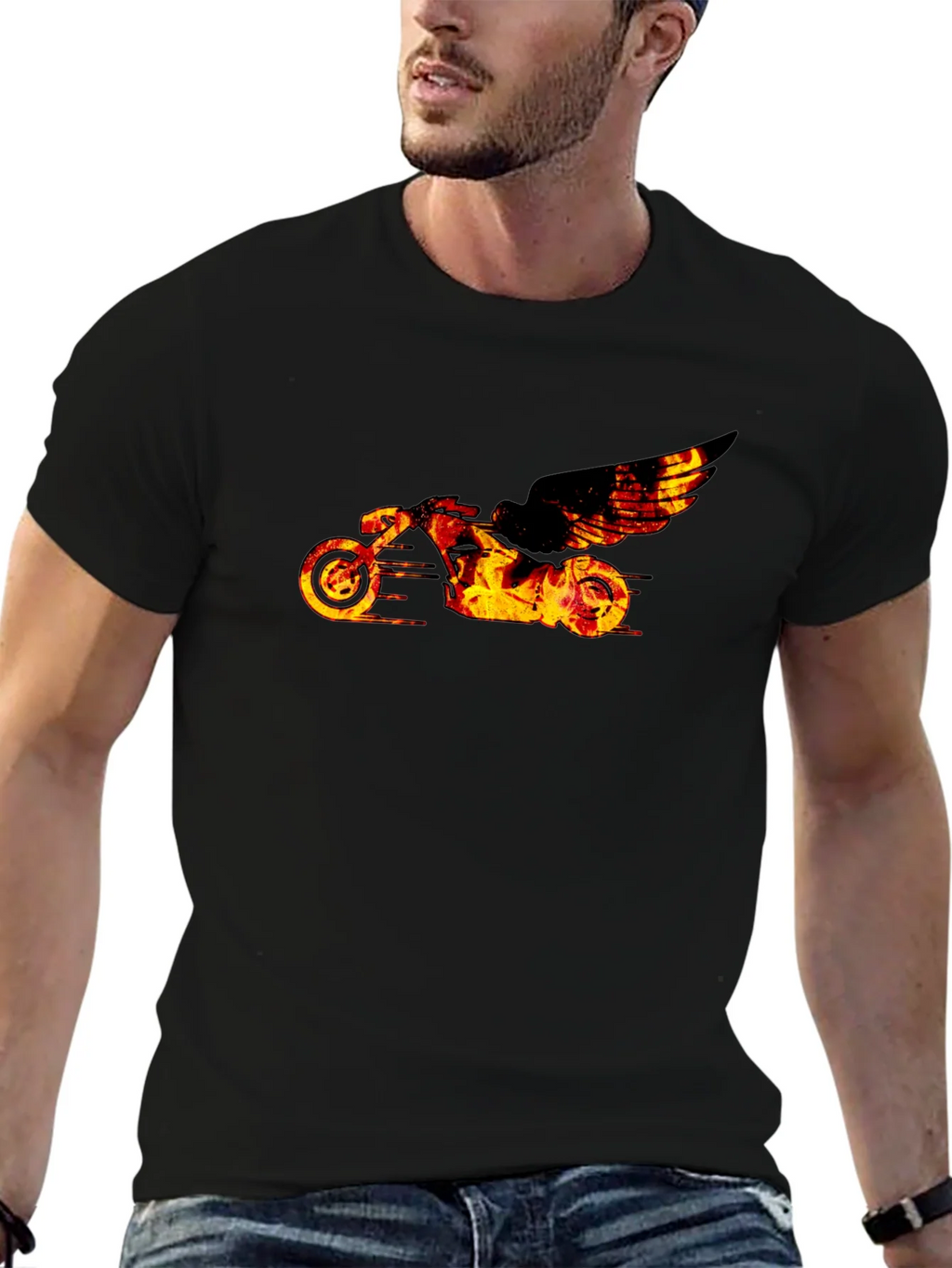 Fiery Motorcycle Graphic Tee product image 6