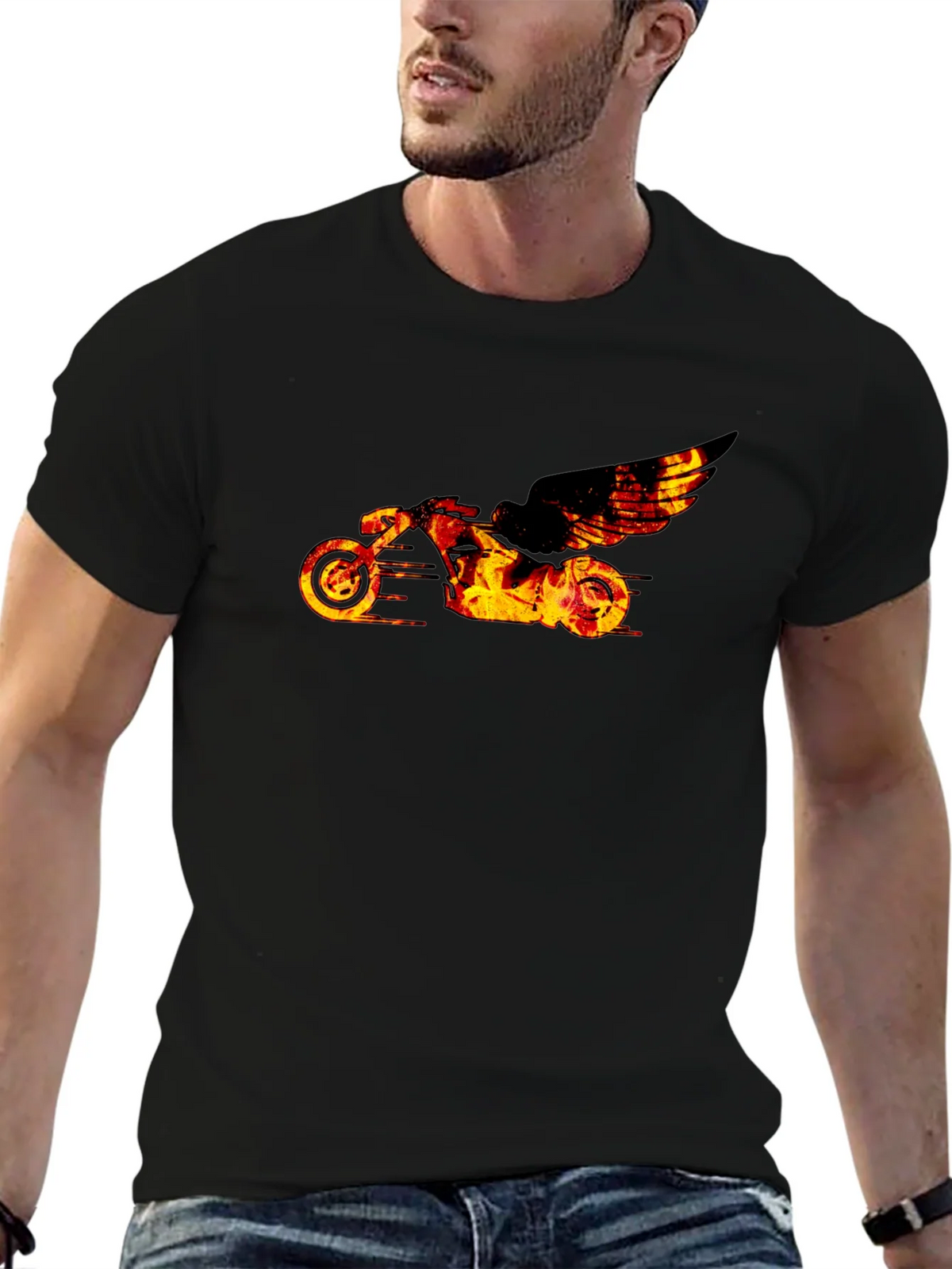Fiery Motorcycle Graphic Tee product image 6