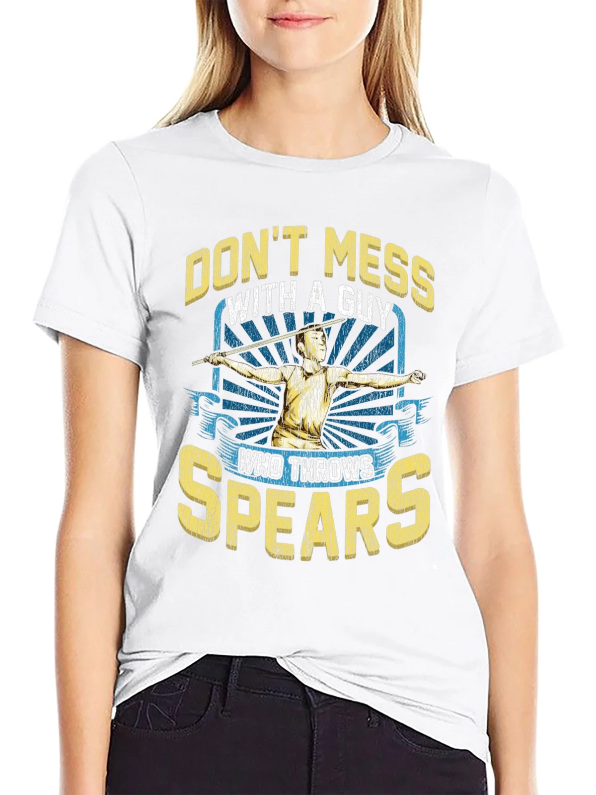 Dont Mess With A Guy Who Throws Spears T-Shirt product image 4