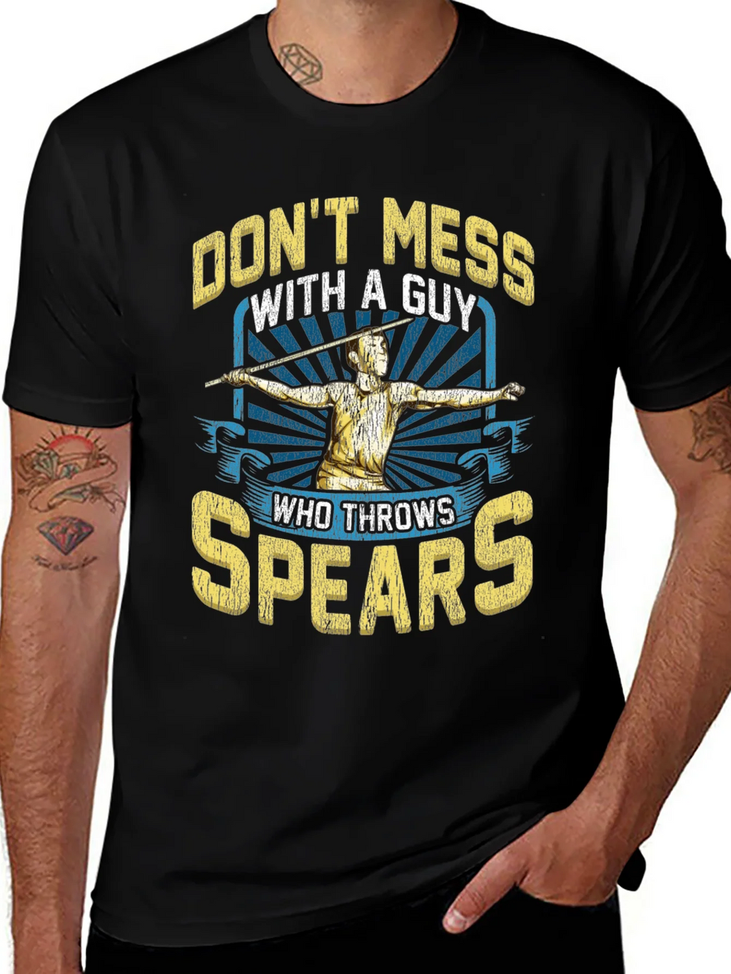 Dont Mess With A Guy Who Throws Spears T-Shirt product image 1