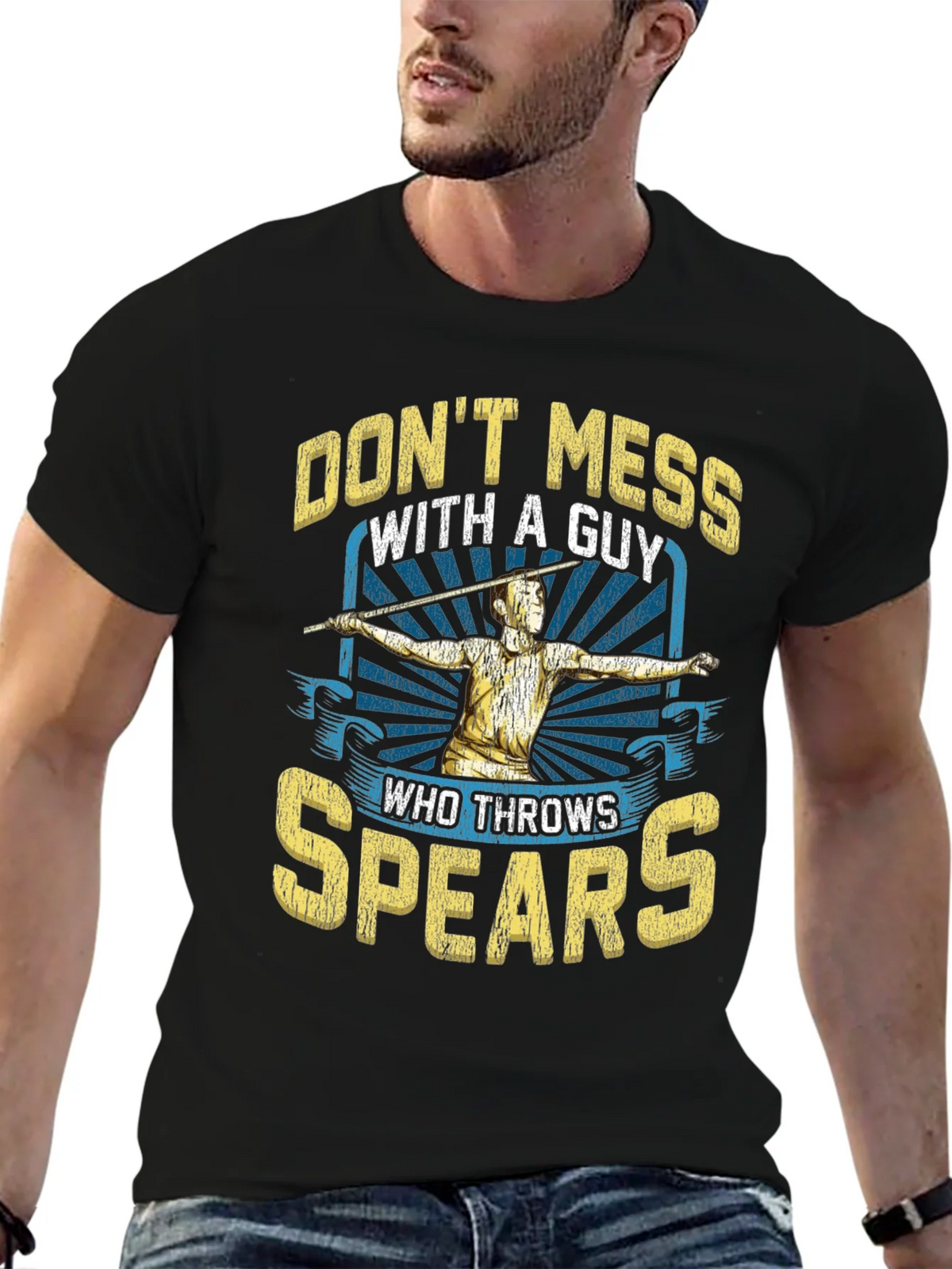 Dont Mess With A Guy Who Throws Spears T-Shirt product image 2
