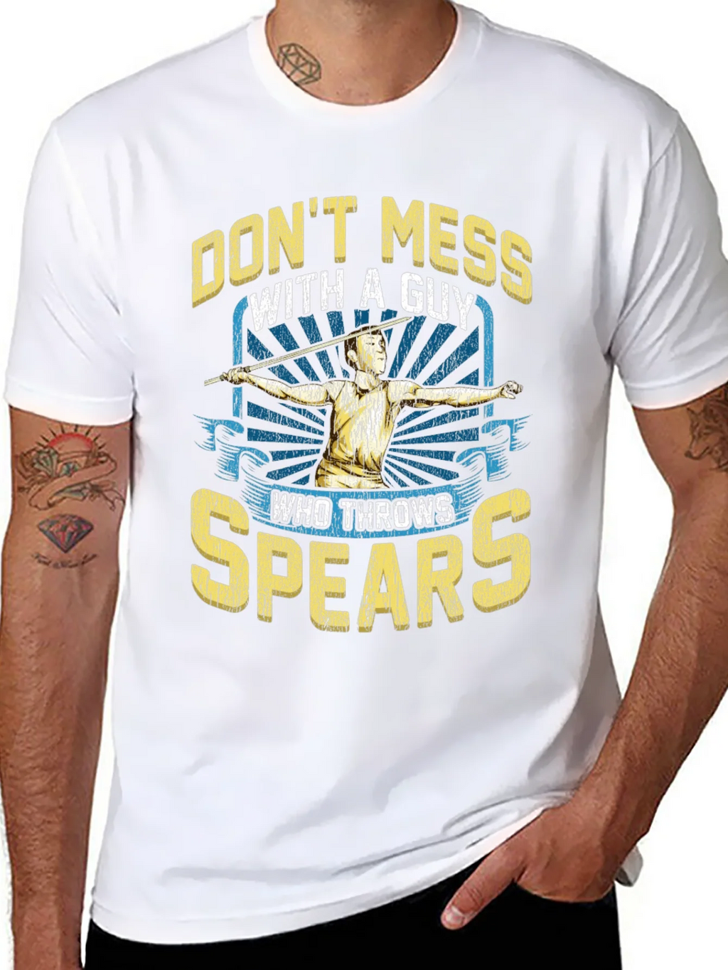 Dont Mess With A Guy Who Throws Spears T-Shirt product image 3