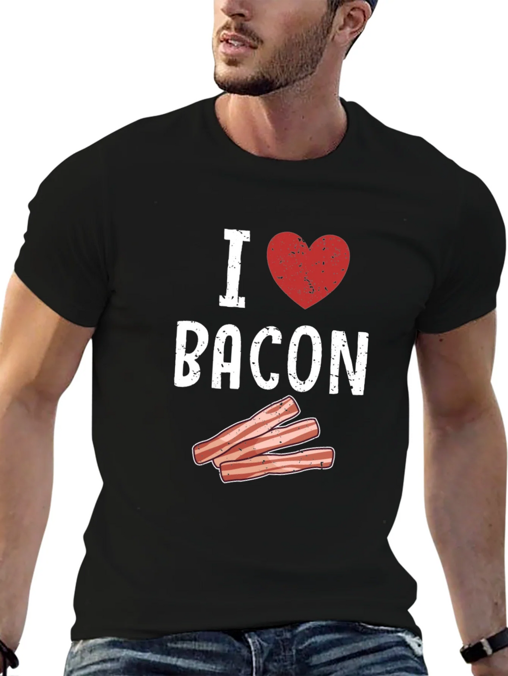 I Heart Bacon Graphic T-Shirt - Black product image 6