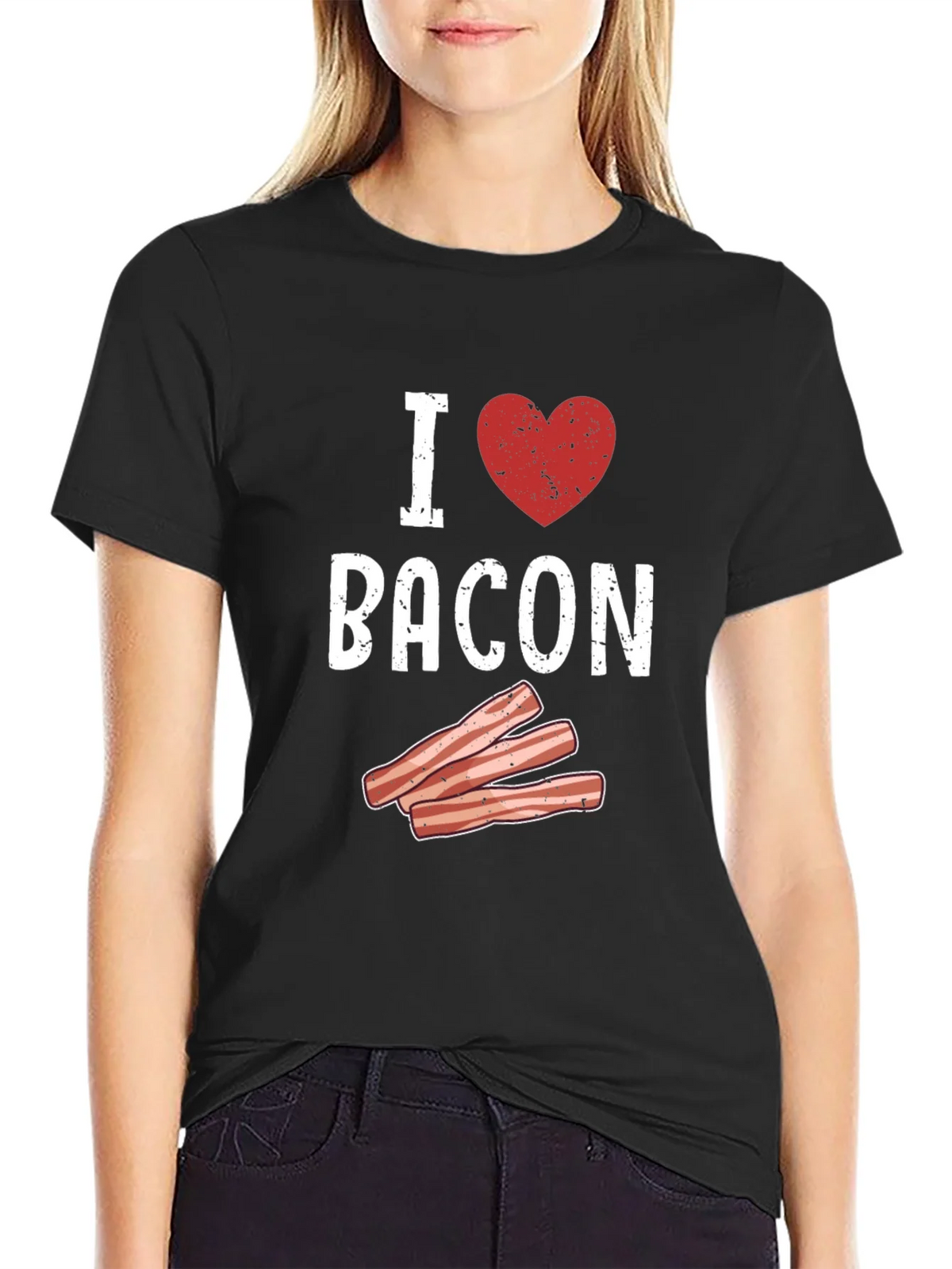 I Heart Bacon Graphic T-Shirt - Black product image 2