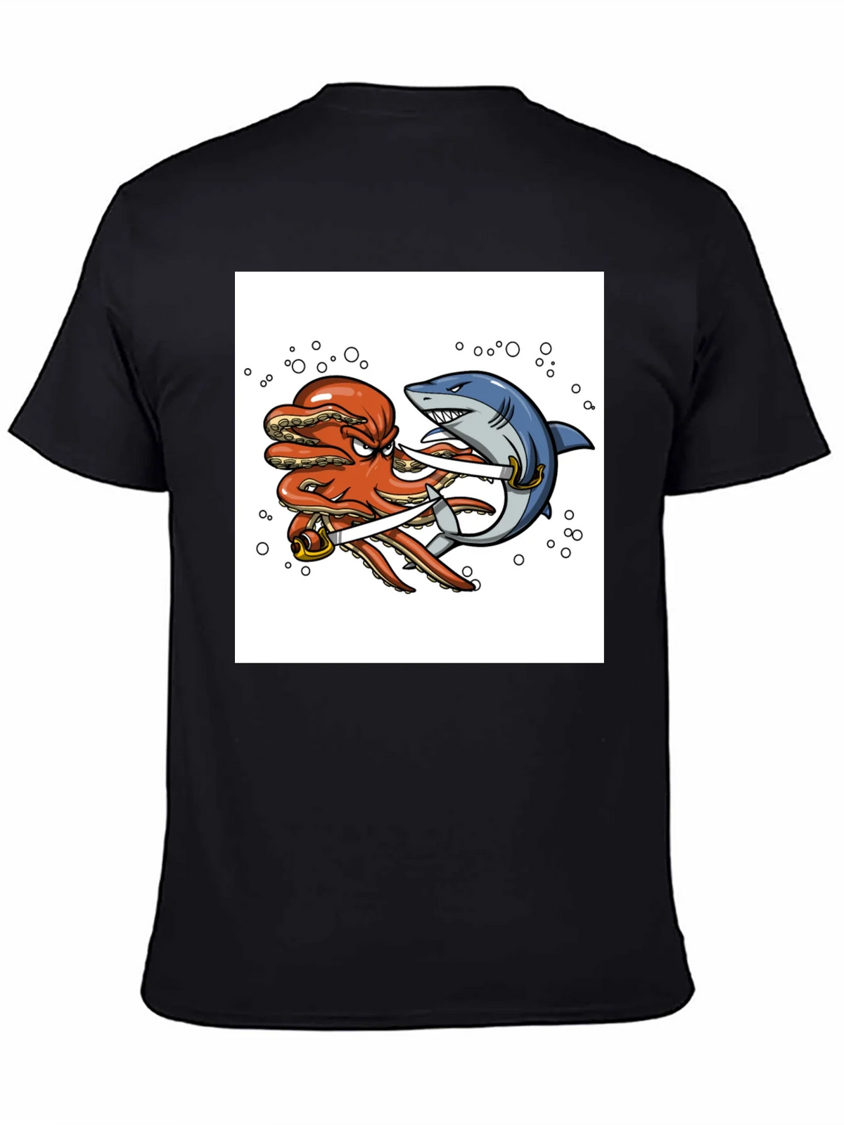 Octopus vs Shark Sword Fight T-Shirt product image 3