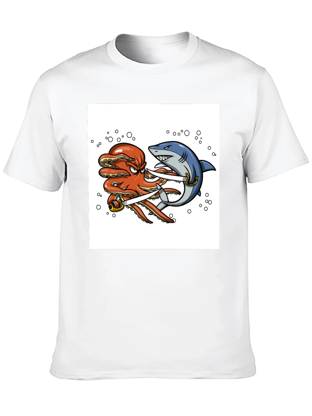 Octopus vs Shark Sword Fight T-Shirt product image 8