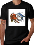 Octopus vs Shark Sword Fight T-Shirt product image 1
