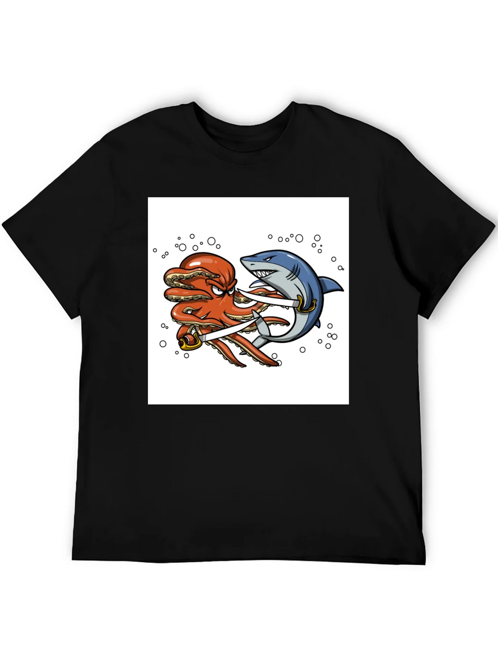 Octopus vs Shark Sword Fight T-Shirt product image 4