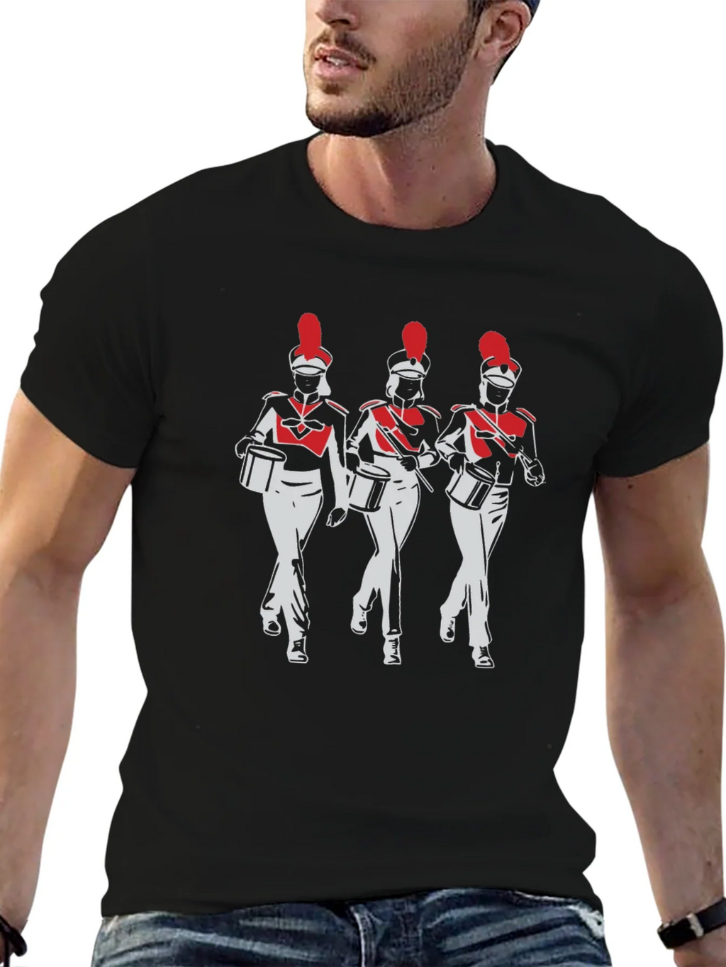 Marching Band T-Shirt: Red & White Drummers product image 4