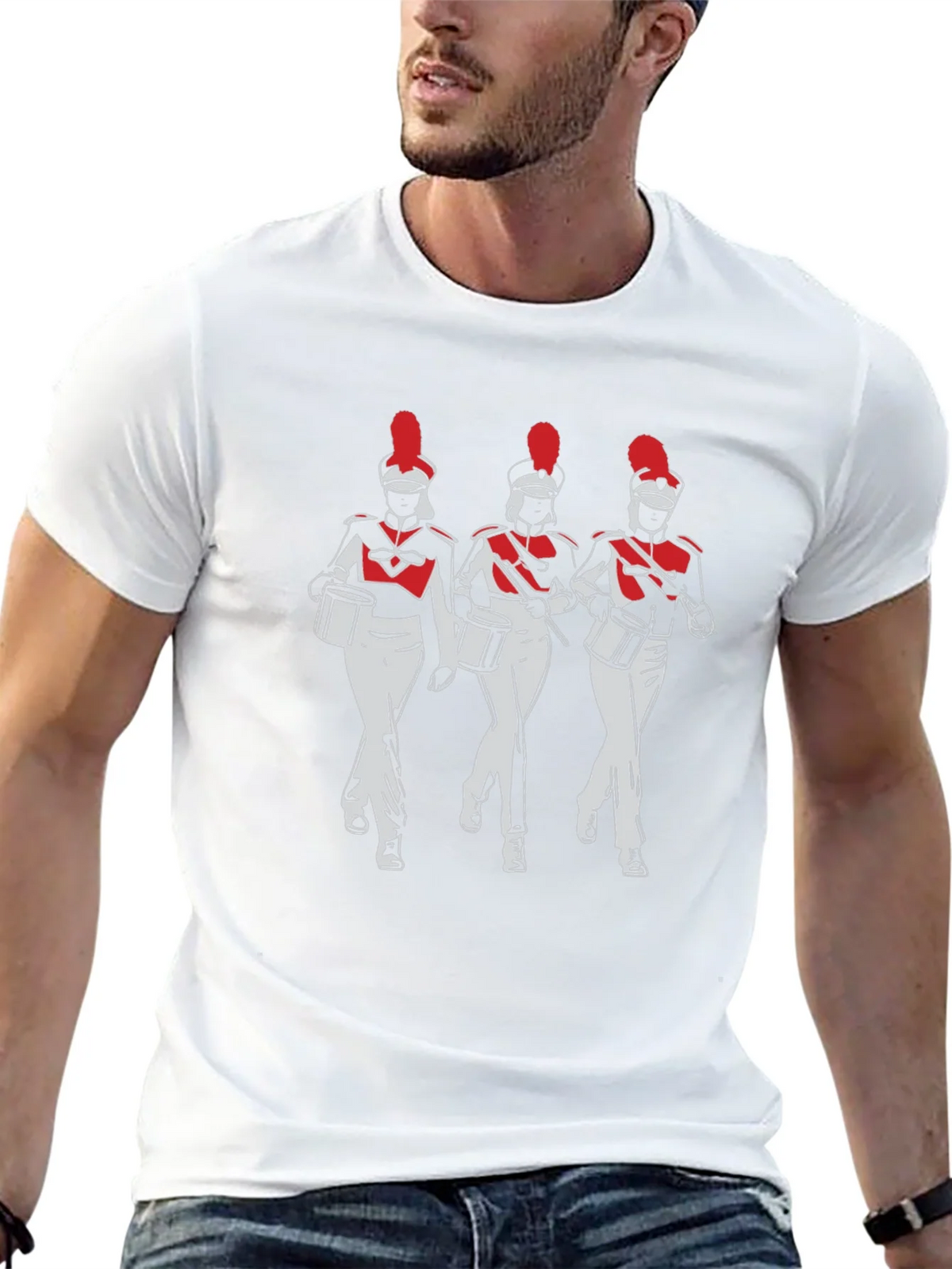 Marching Band T-Shirt: Red & White Drummers product image 8