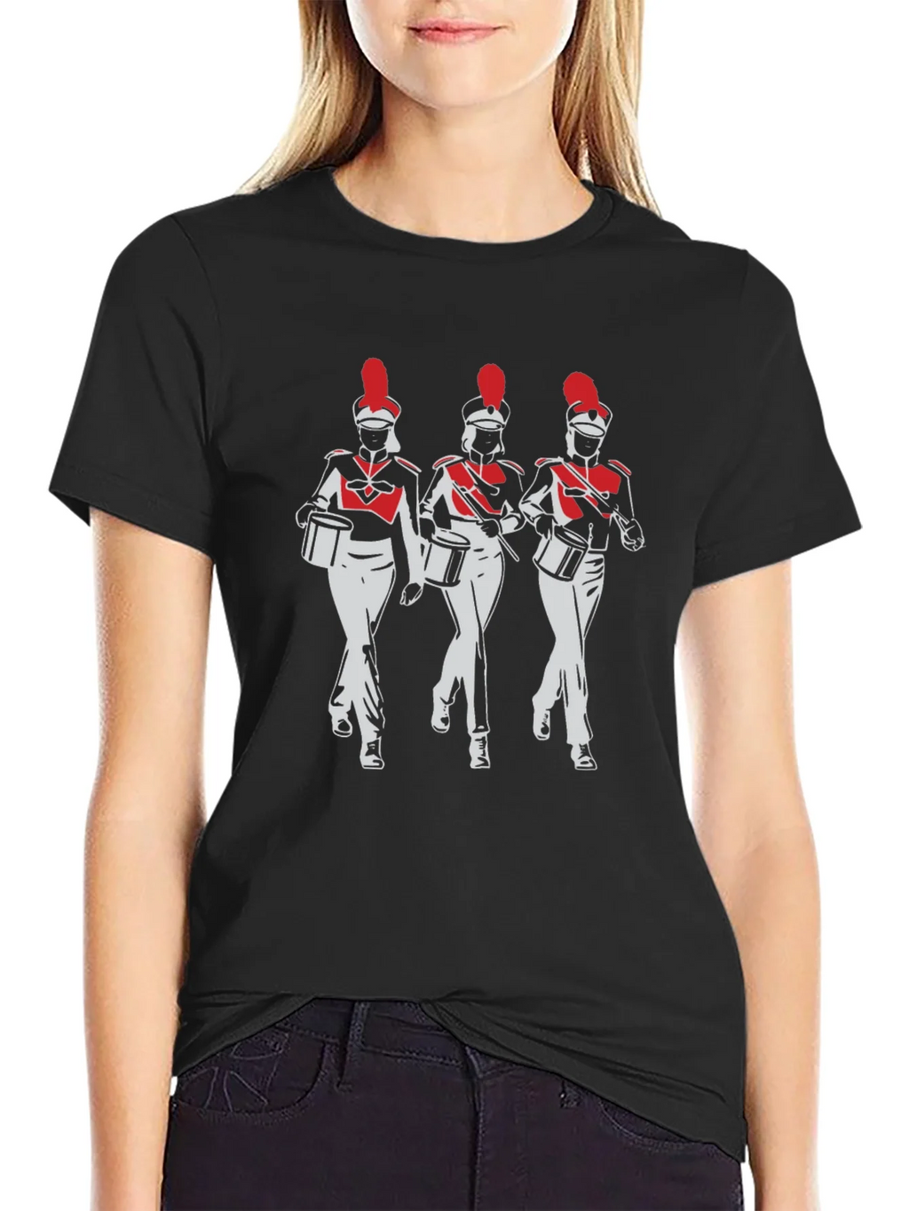 Marching Band T-Shirt: Red & White Drummers product image 1
