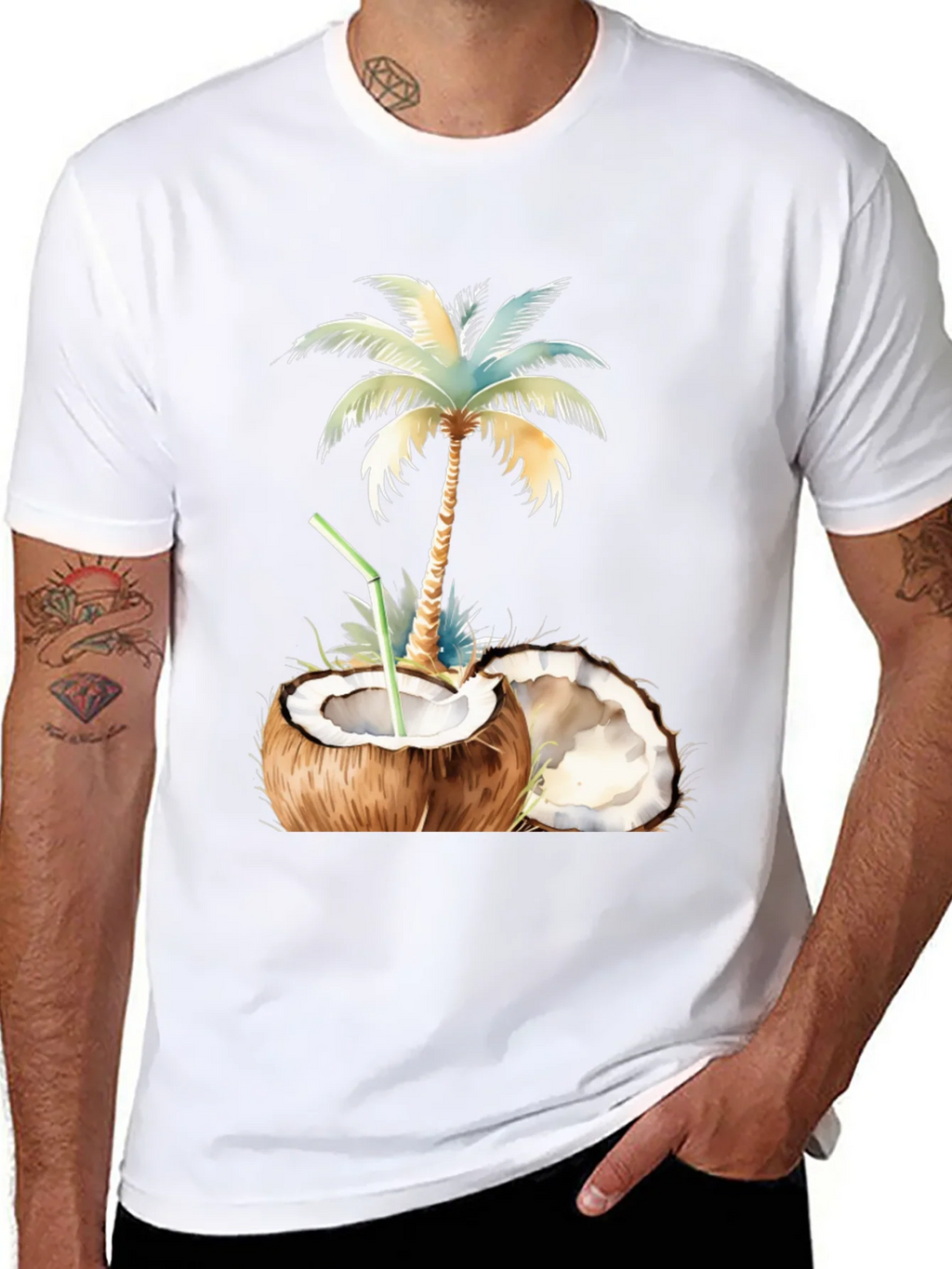 Tropical Coconut Palm Tree Graphic T-Shirt product image 7