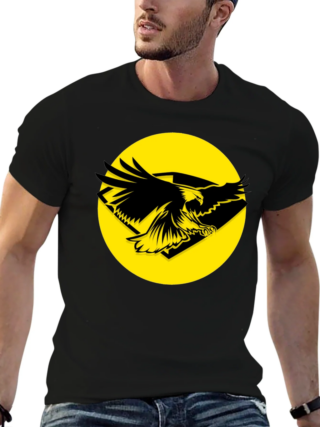 Eagle Graphic Tee - Black Cotton T-Shirt product image 6