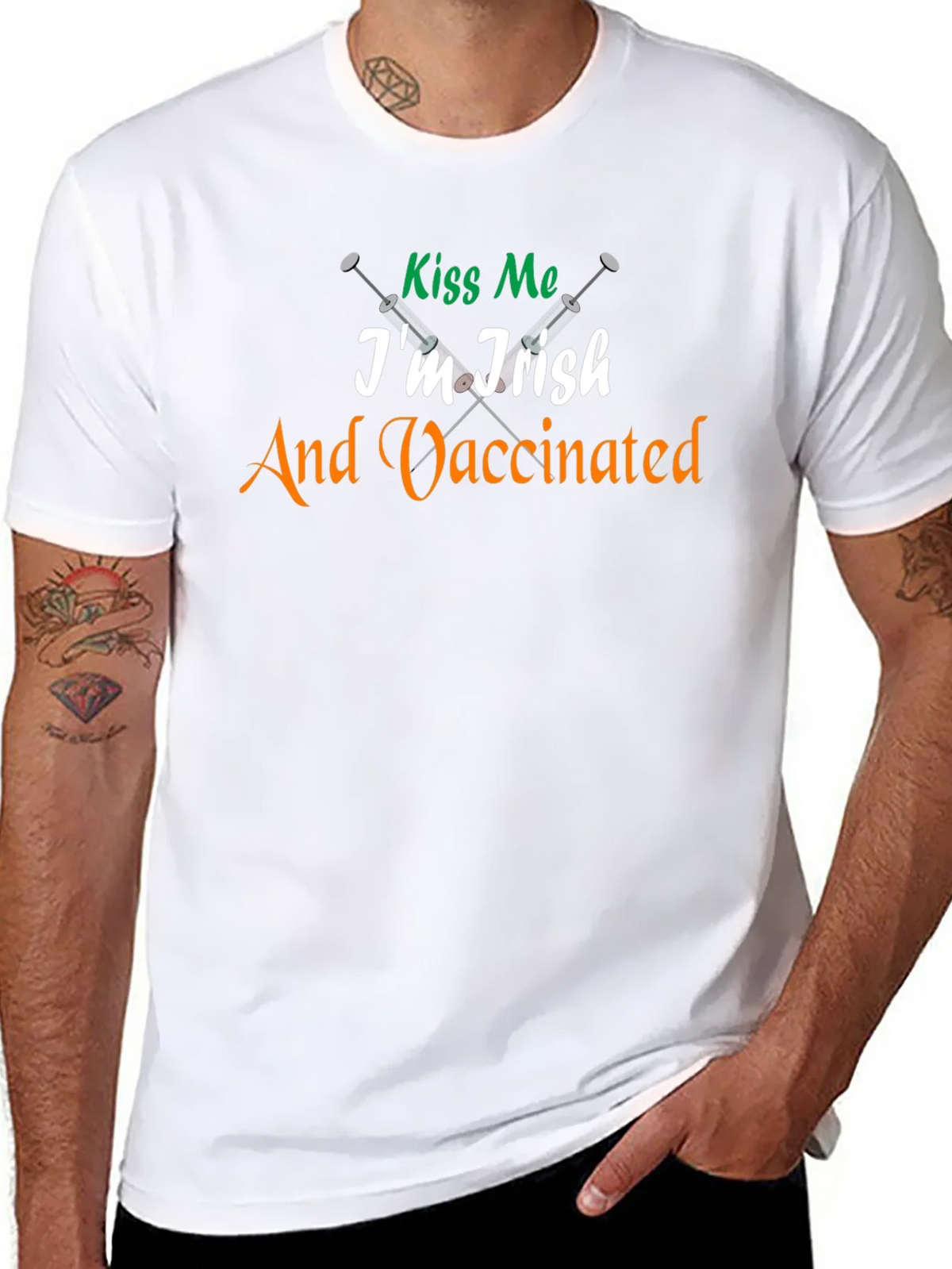 Kiss Me Im Irish & Vaccinated Tee product image 7