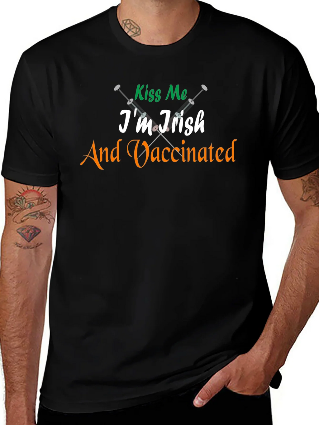 Kiss Me Im Irish & Vaccinated Tee product image 1