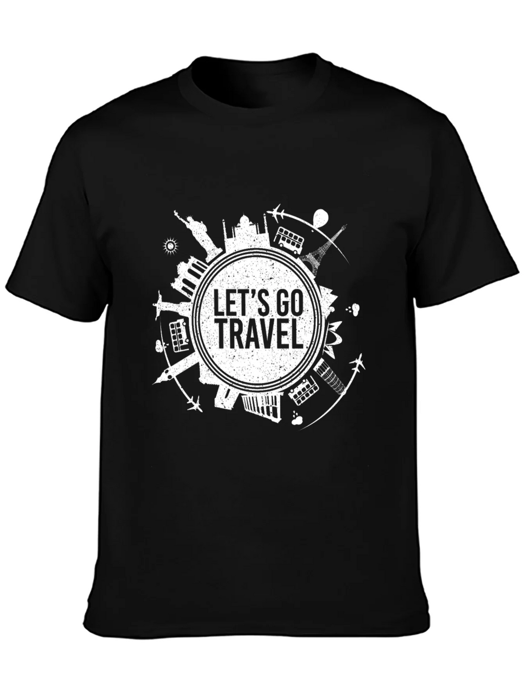 Lets Go Travel Graphic Tee - Black Cotton T-Shirt product image 3