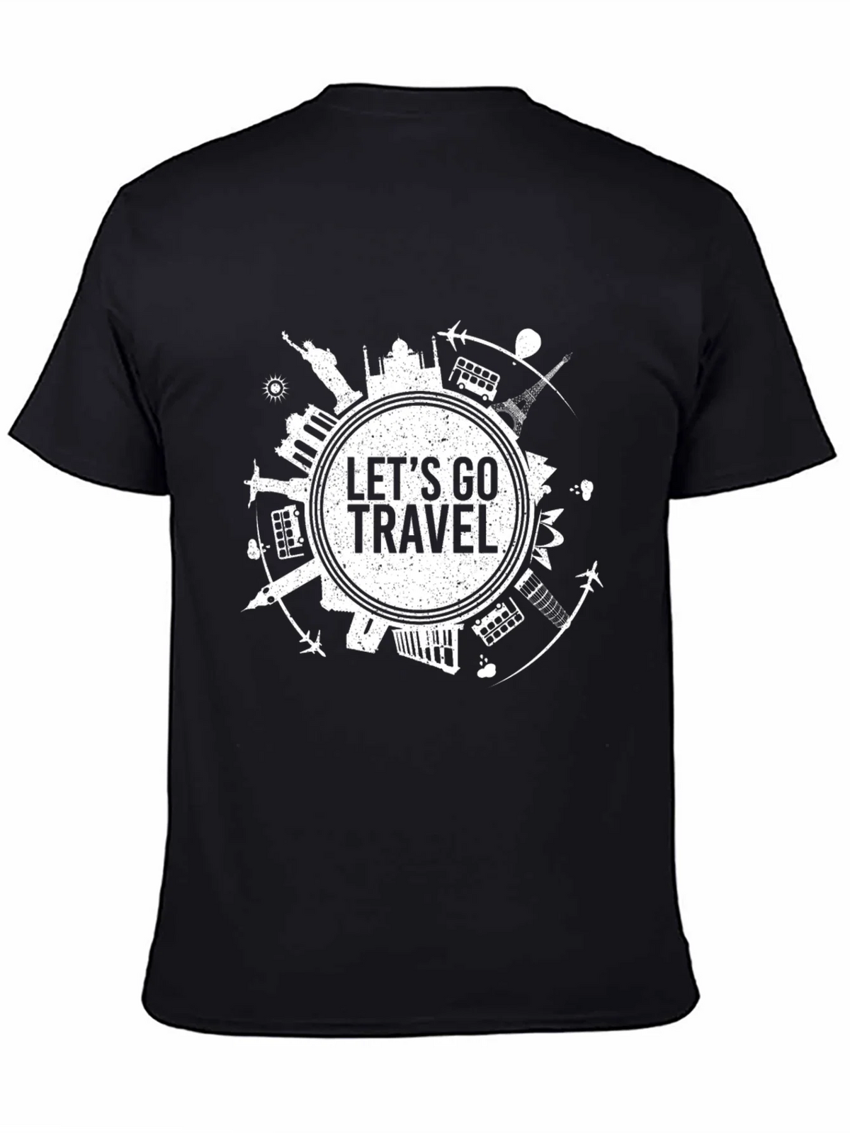 Lets Go Travel Graphic Tee - Black Cotton T-Shirt product image 4