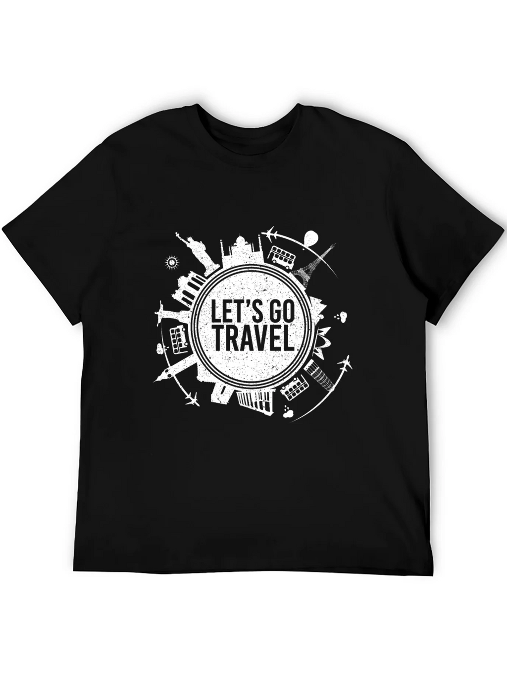 Lets Go Travel Graphic Tee - Black Cotton T-Shirt product image 5