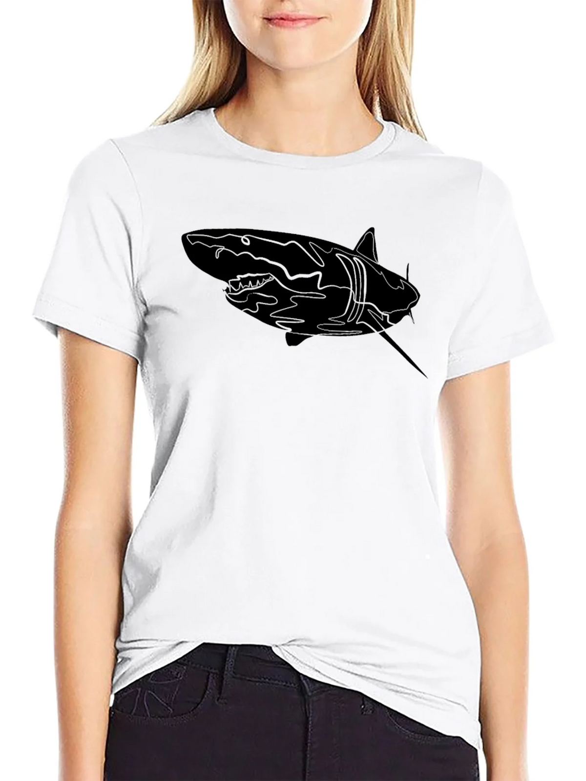 Shark Graphic Print Mens Black T-Shirt product image 8