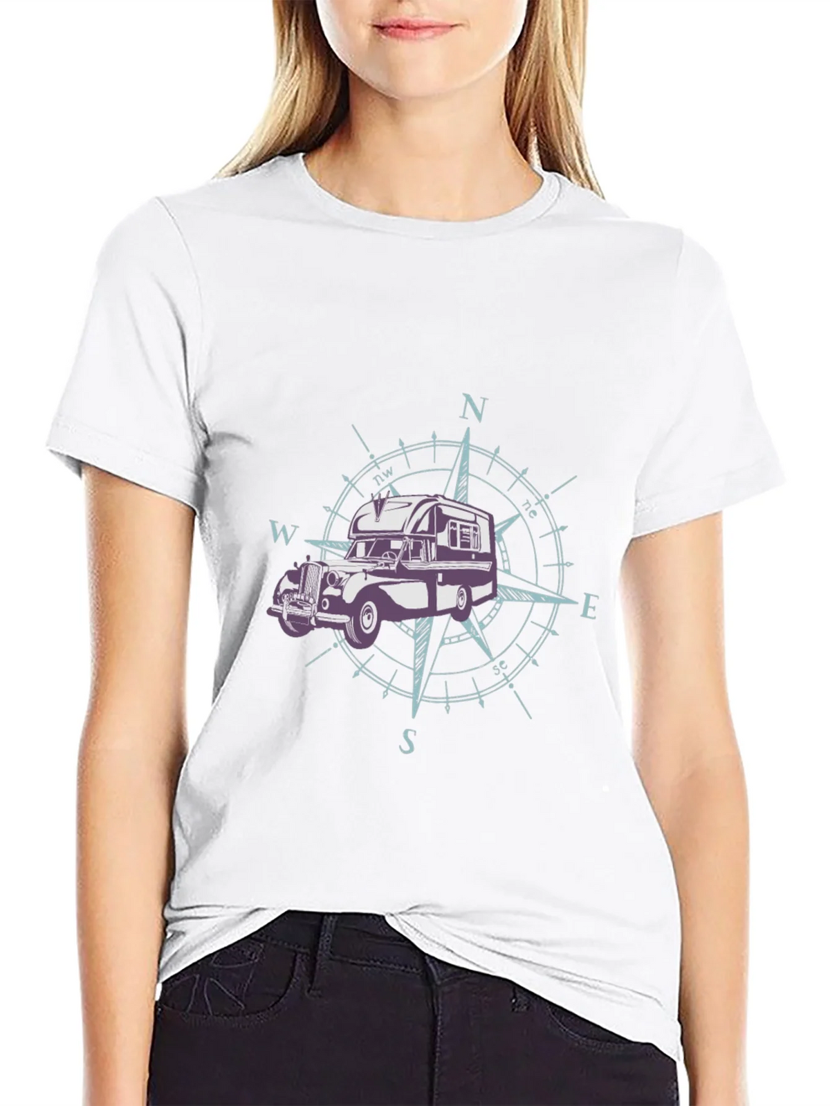 Vintage Camper Compass Graphic T-Shirt product image 6