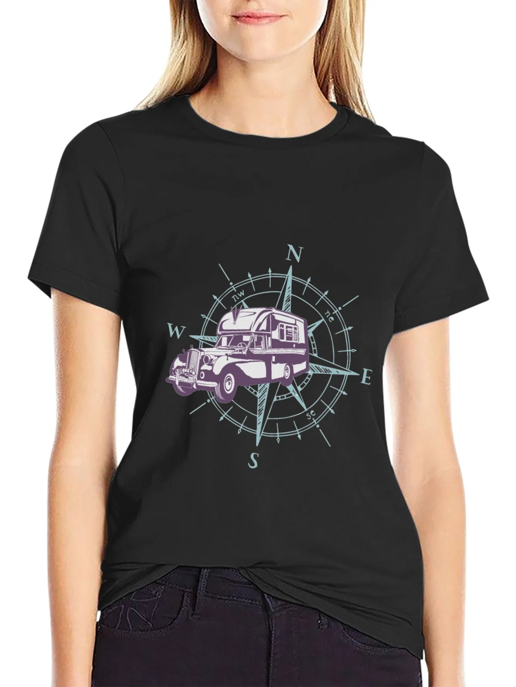 Vintage Camper Compass Graphic T-Shirt product image 1