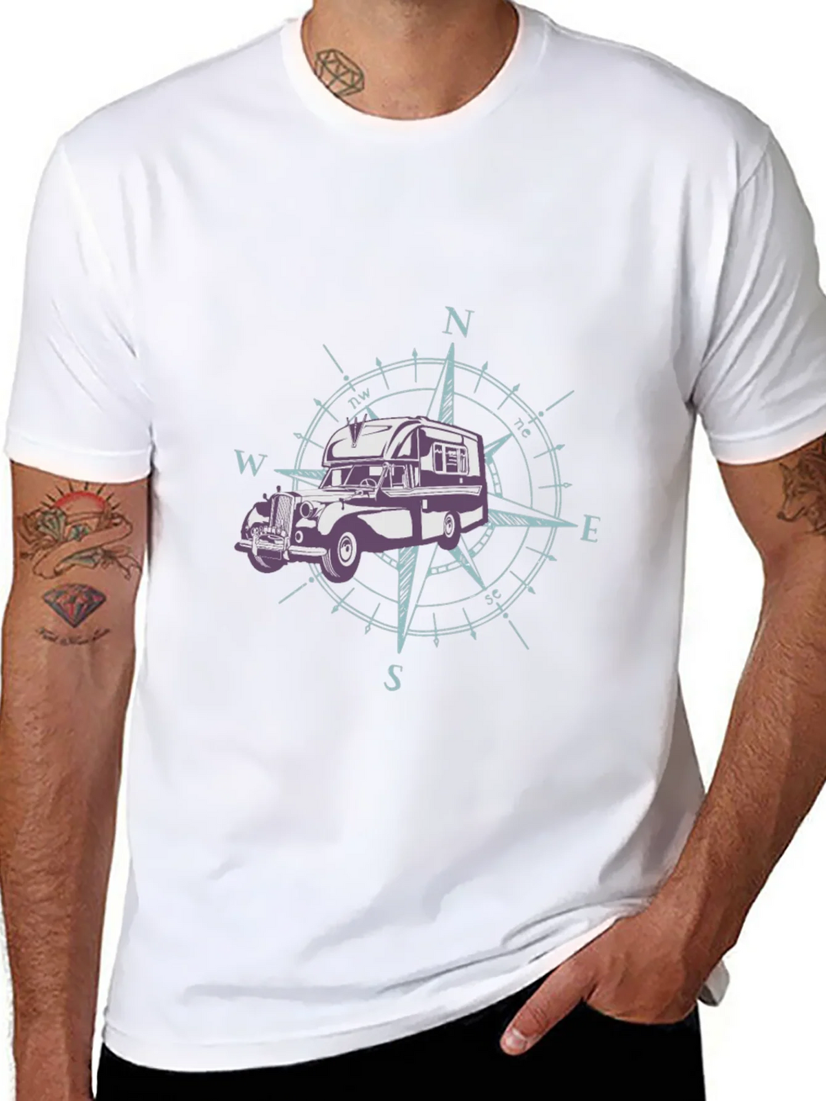 Vintage Camper Compass Graphic T-Shirt product image 5