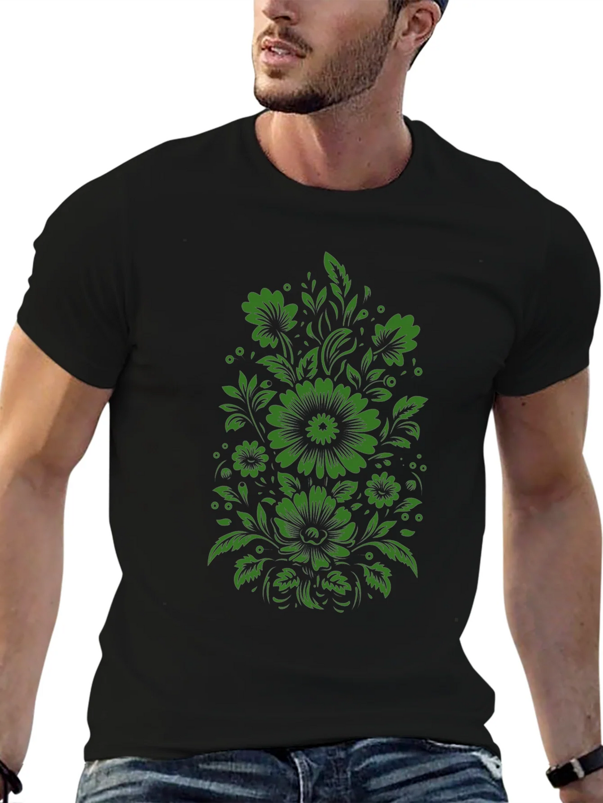 Floral Graphic Print Tee - Mens Black T-Shirt product image 6