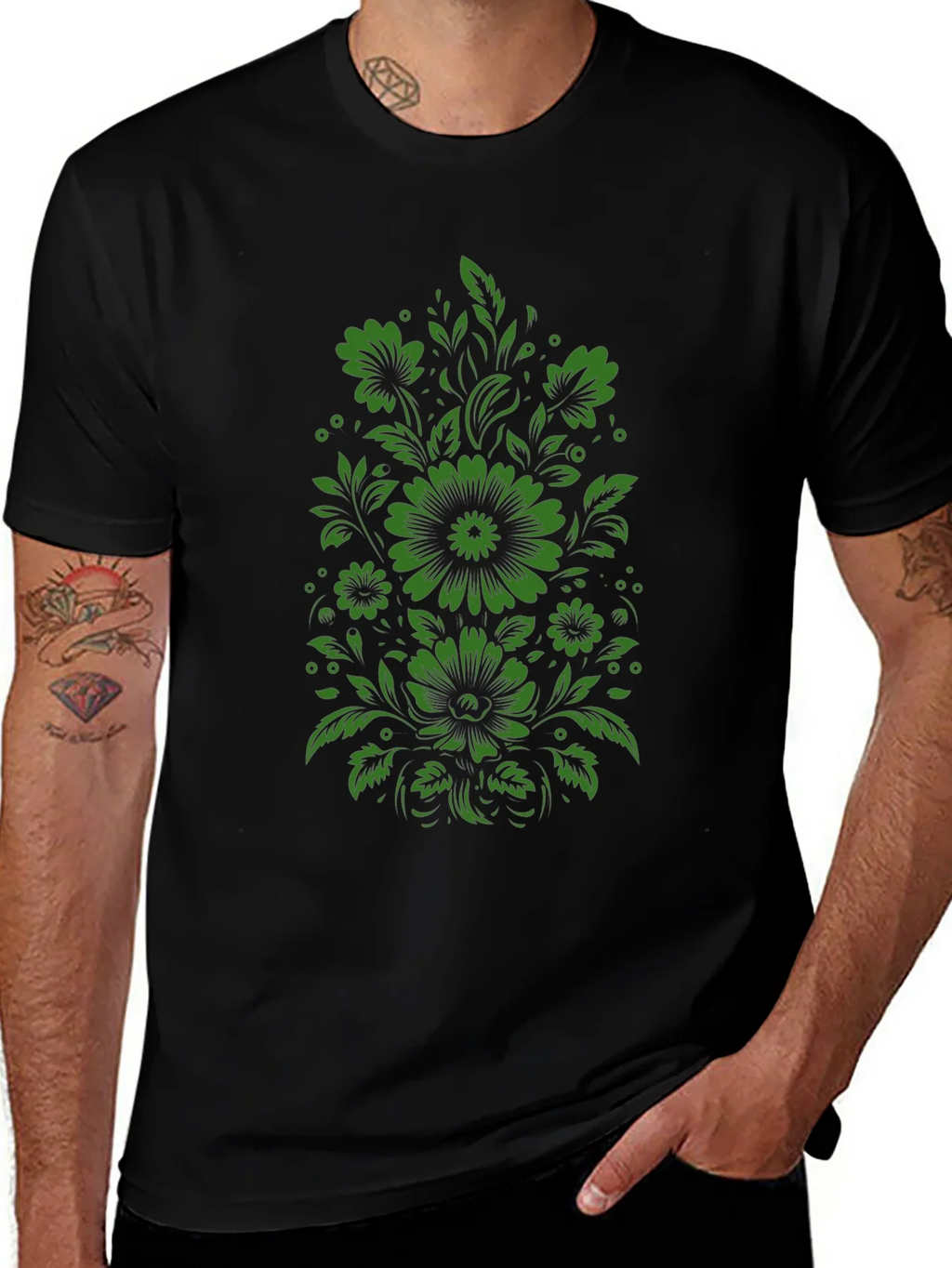 Floral Graphic Print Tee - Mens Black T-Shirt product image 1