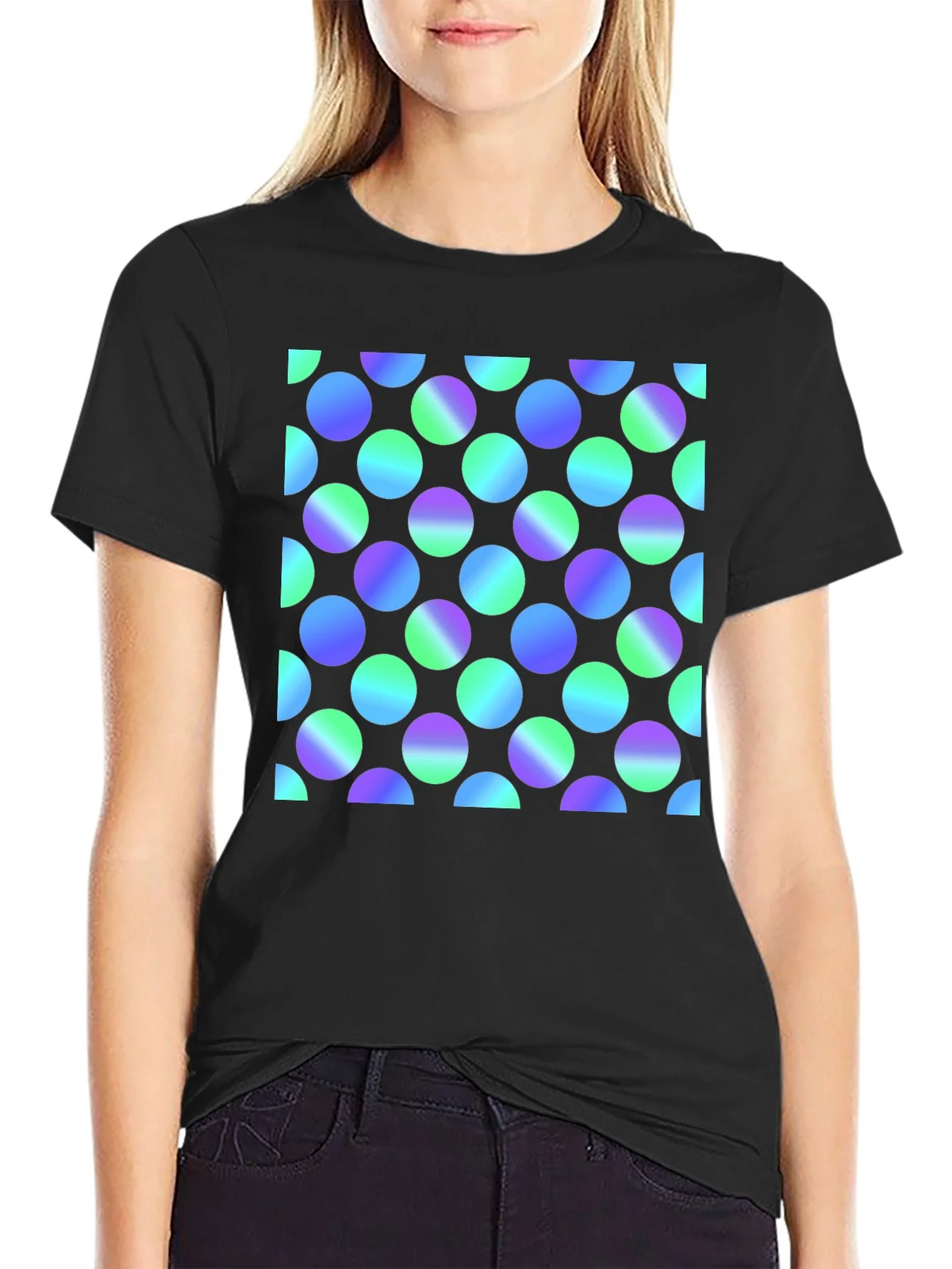 Retro Polka Dot Black T-Shirt product image 2