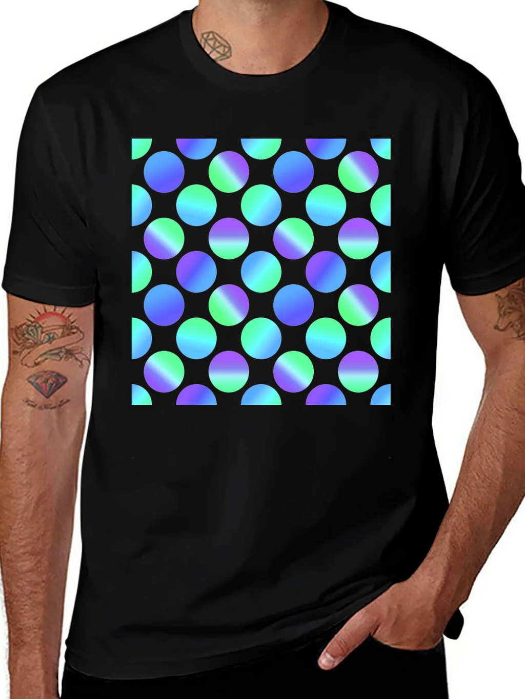 Retro Polka Dot Black T-Shirt product image 1