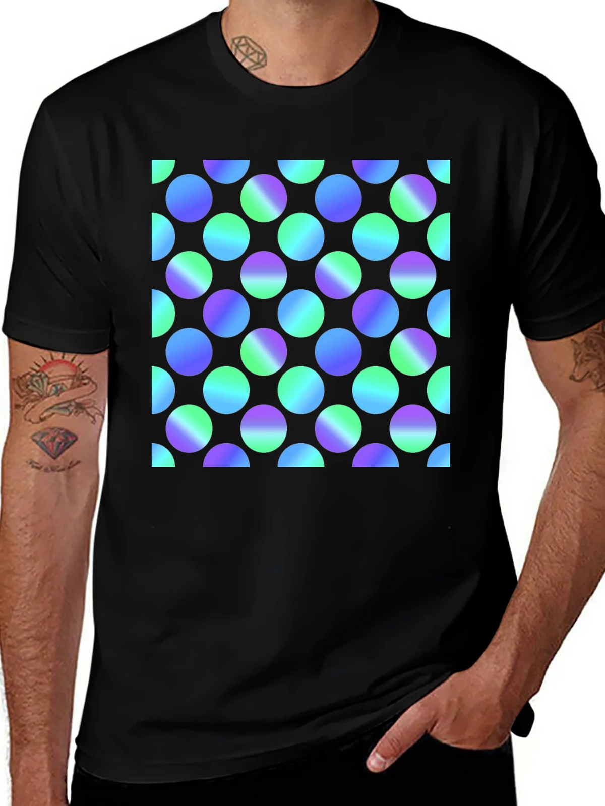 Retro Polka Dot Black T-Shirt product image 1