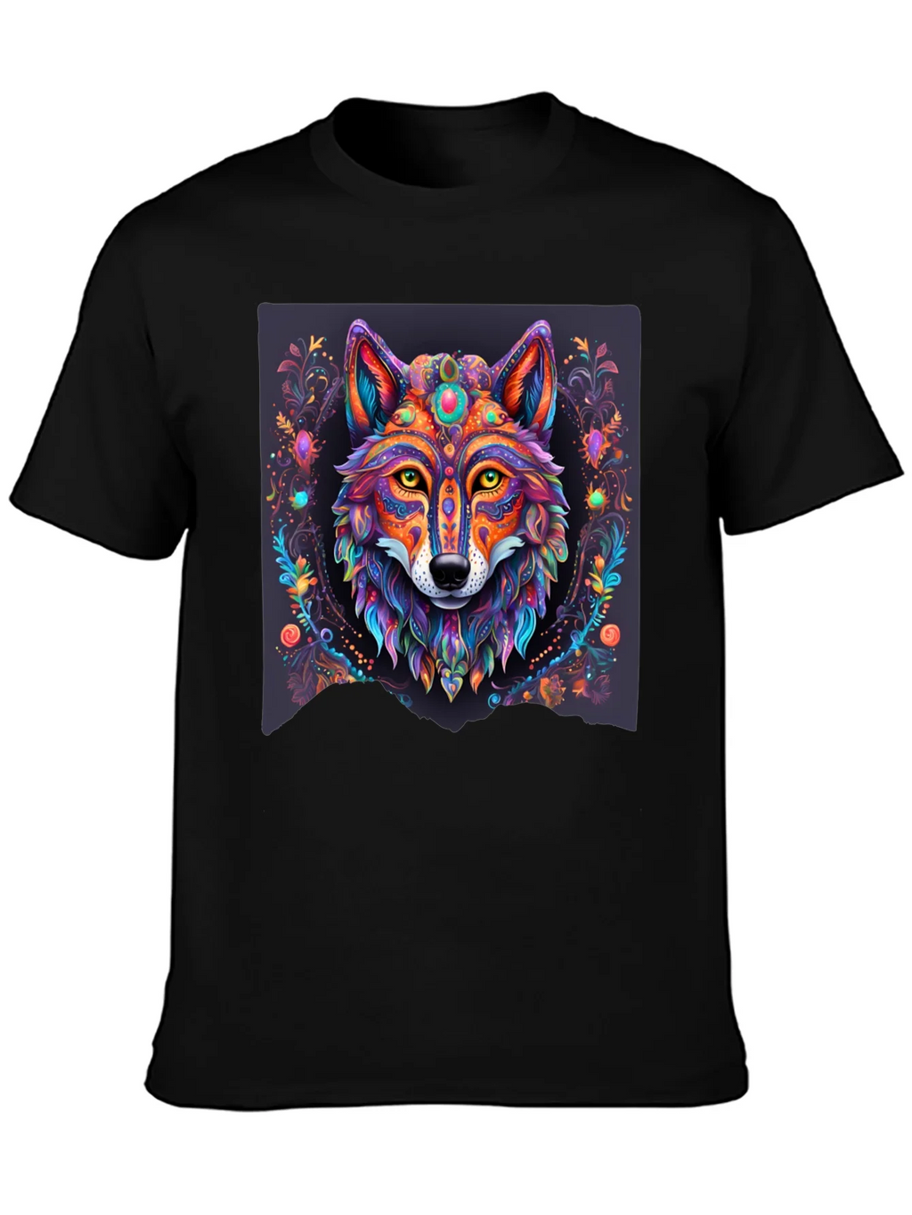 Vibrant Wolf Graphic Tee - Artistic Animal Print product image 3