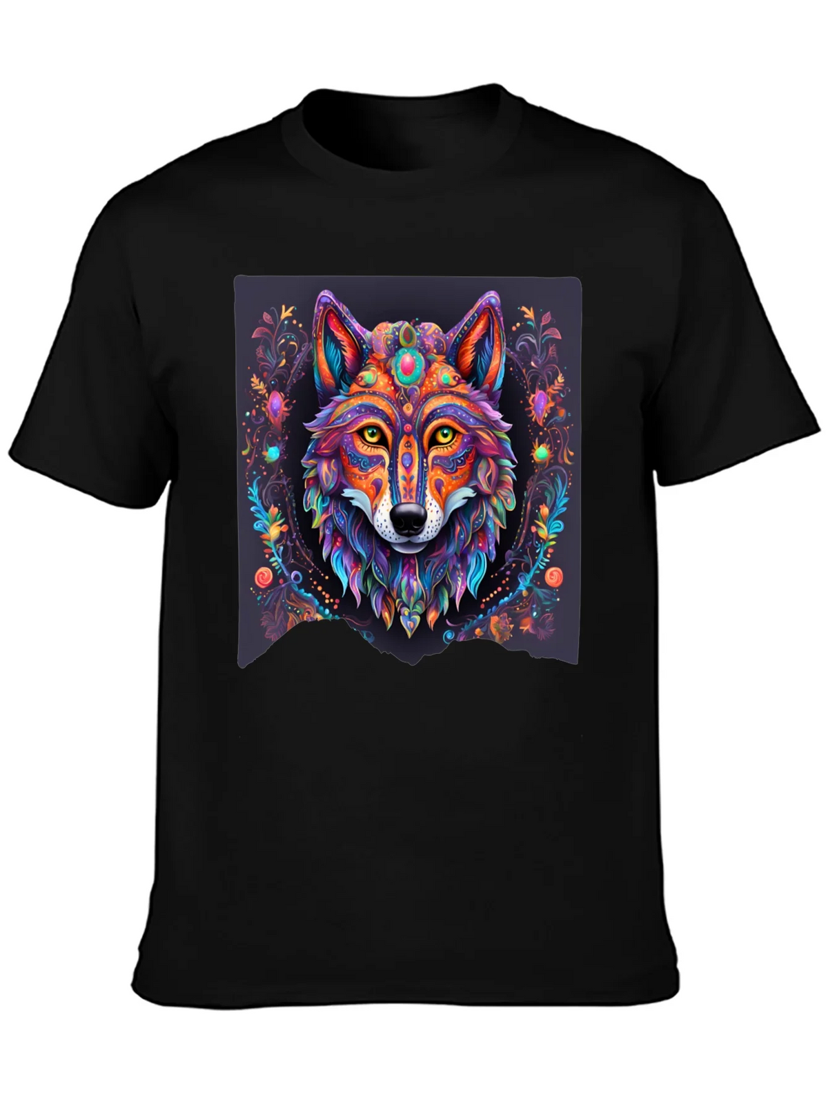Vibrant Wolf Graphic Tee - Artistic Animal Print product image 3