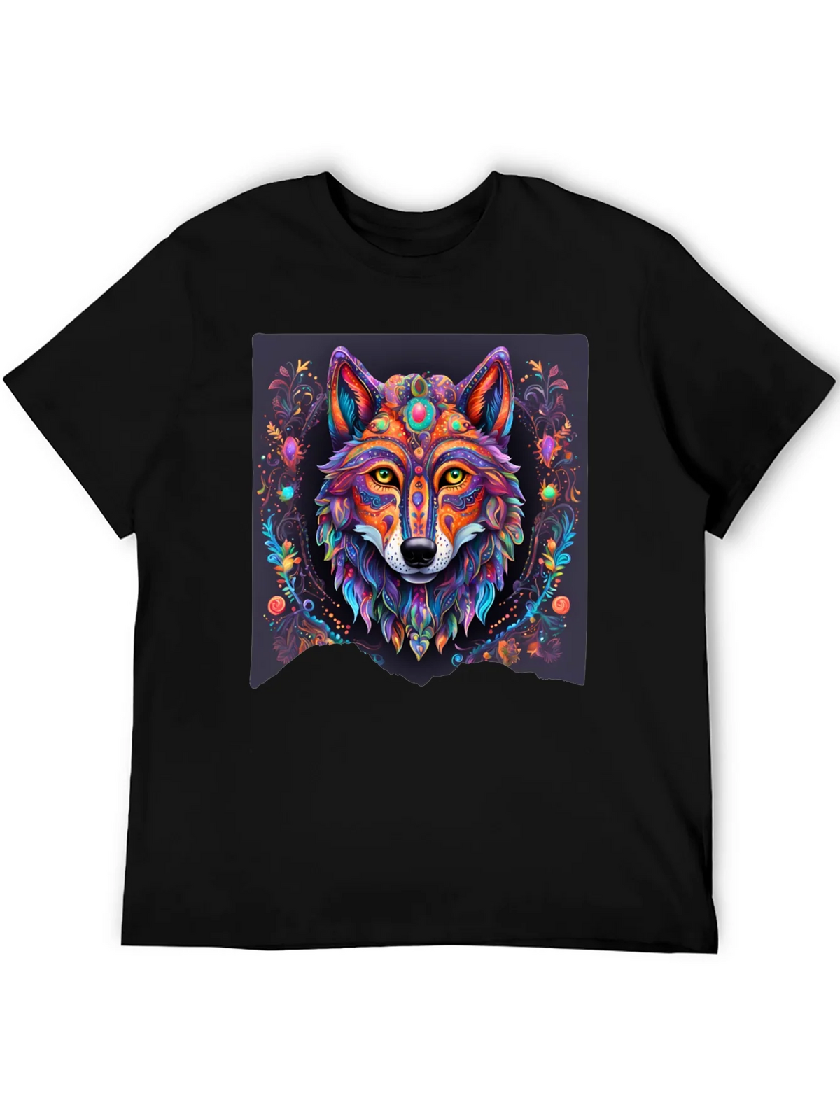 Vibrant Wolf Graphic Tee - Artistic Animal Print product image 5